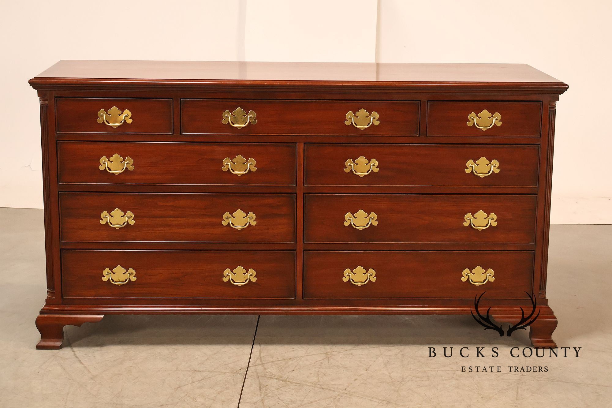 Henkel Harris Chippendale Style Cherry Double Dresser