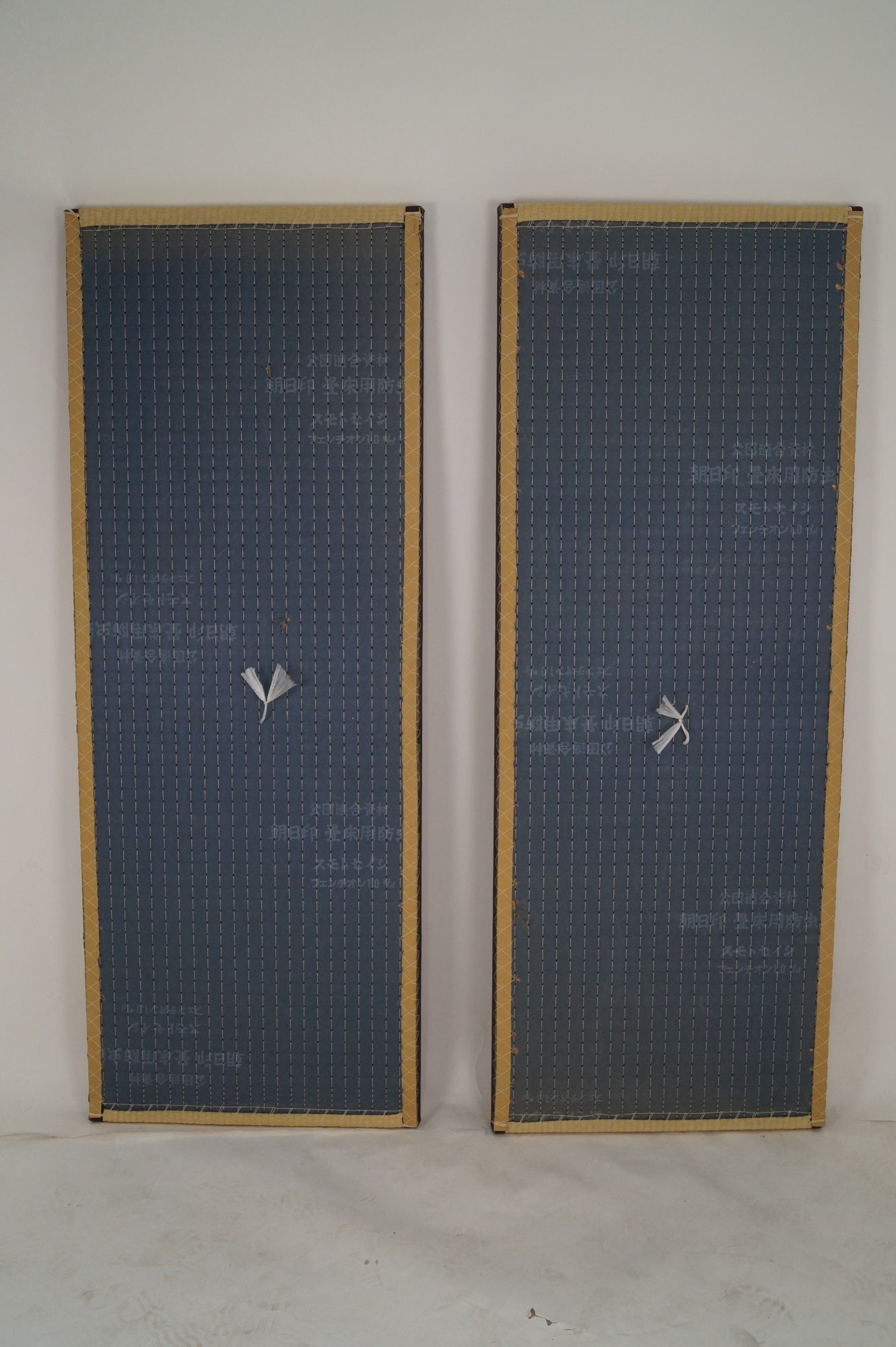 Modern Pair of Tall Japanese Sea Grass Wall Panels Screens