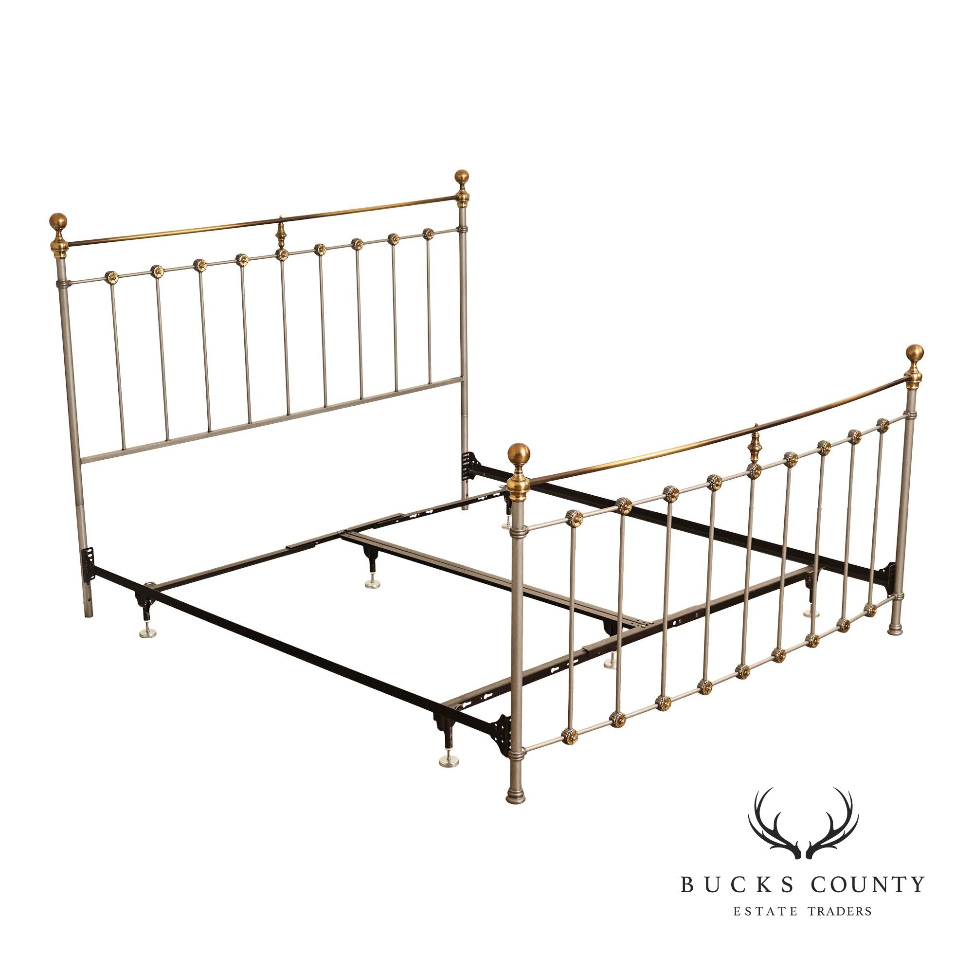 Contemporary Iron And Brass King Size Metal Bed Frame