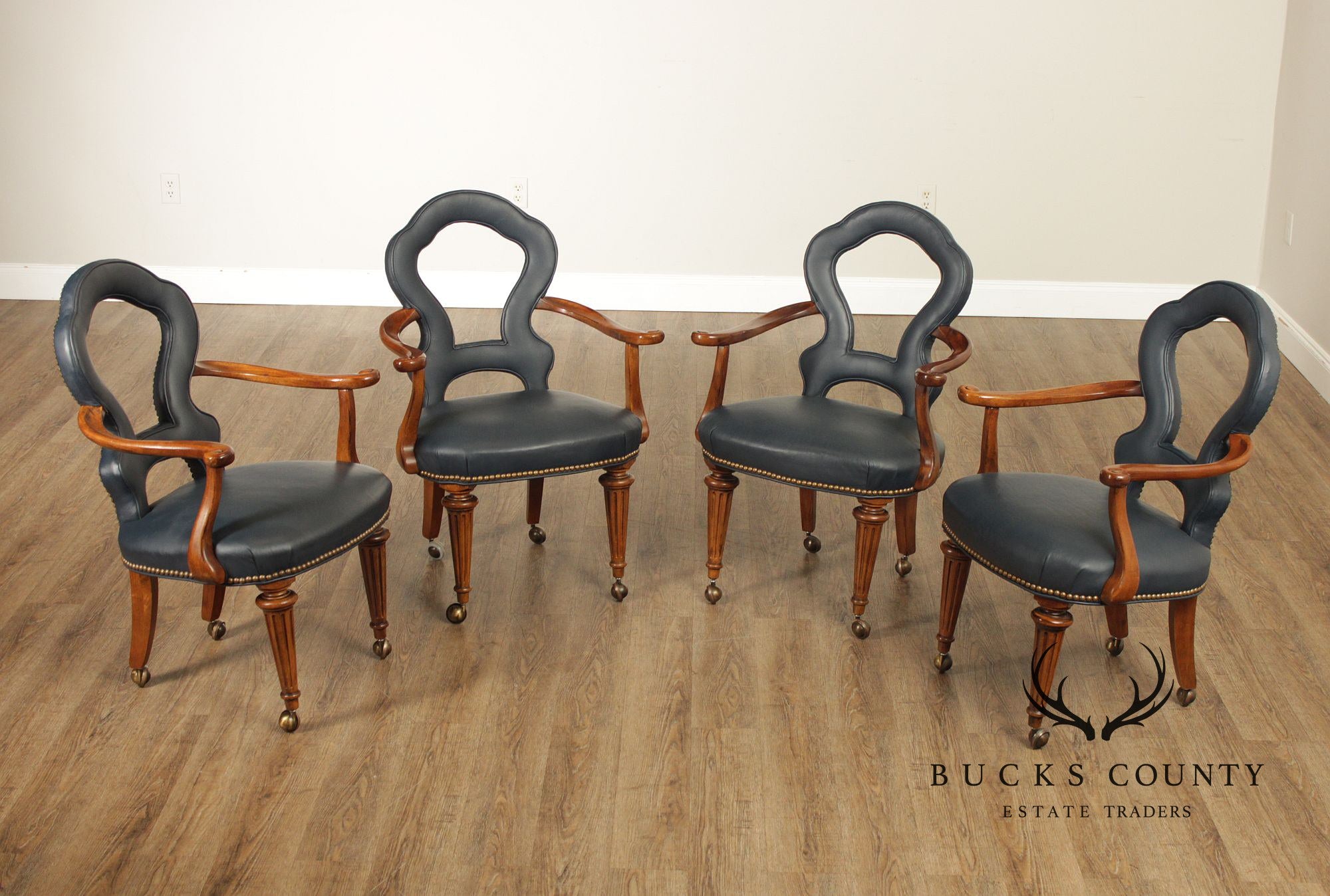 Century Furniture Set of Four Leather Armchairs
