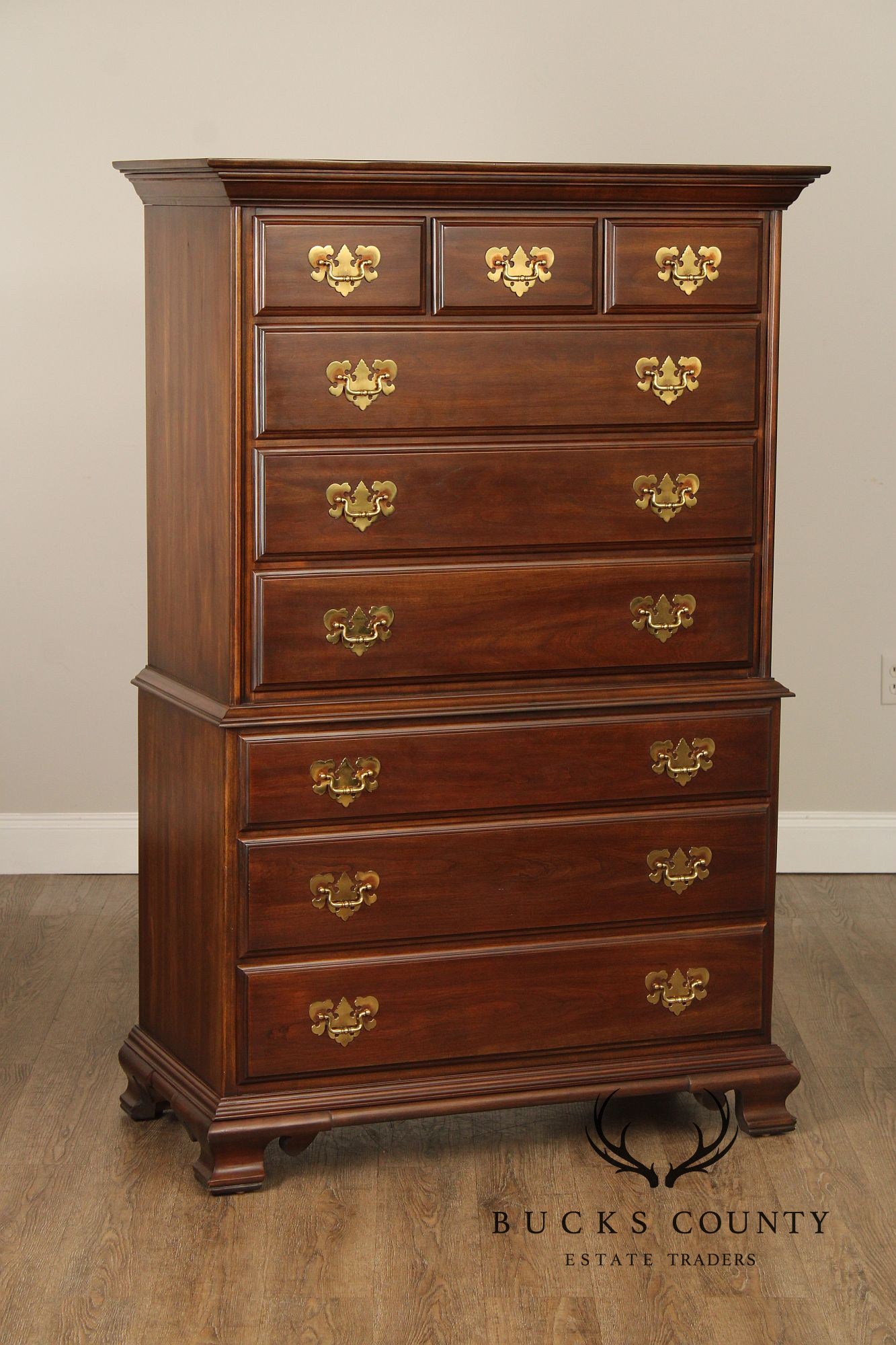 Harden Chippendale Style Vintage Cherry Chest on Chest