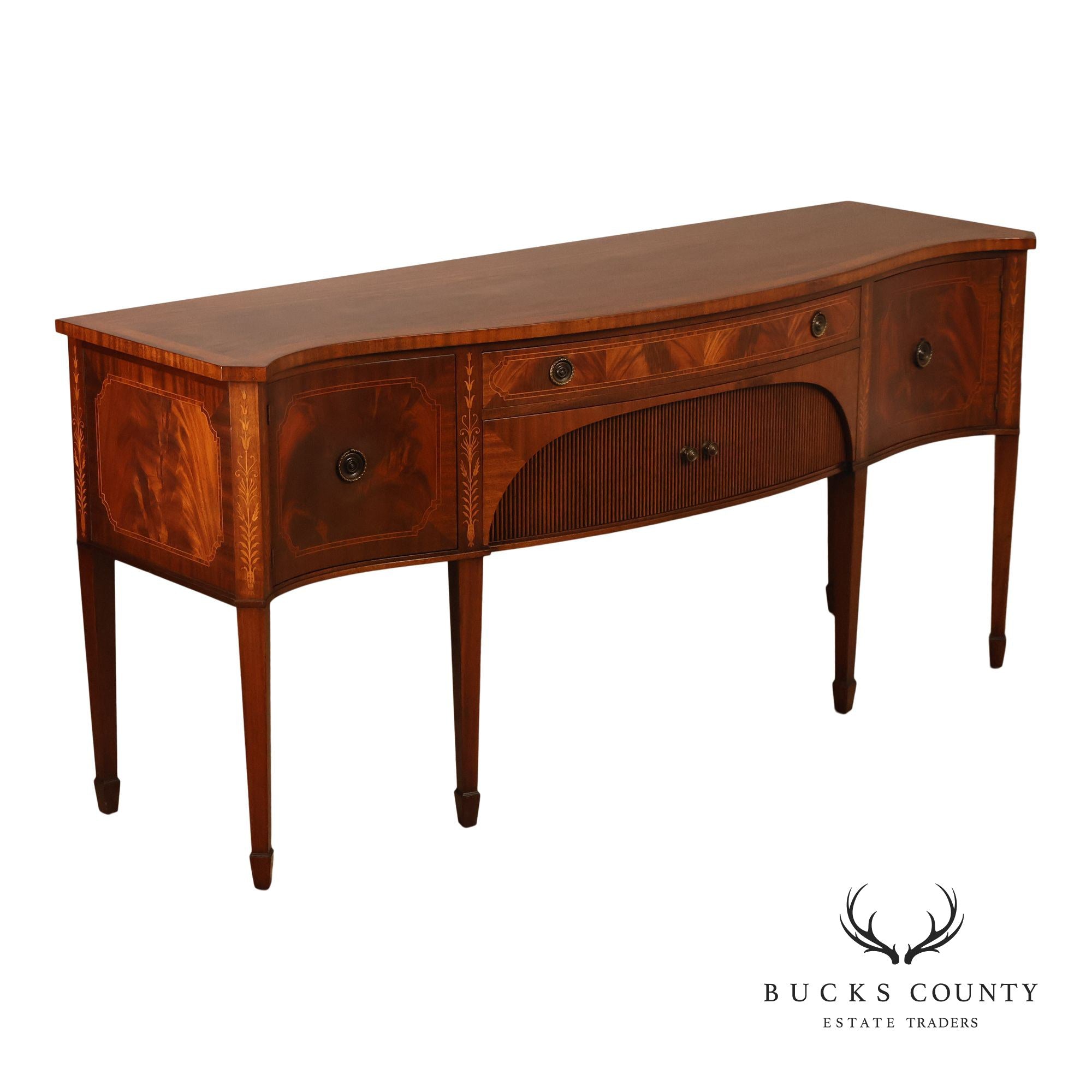 Federal Style  Custom Mahogany Sideboard With Inlay And Tambour Door