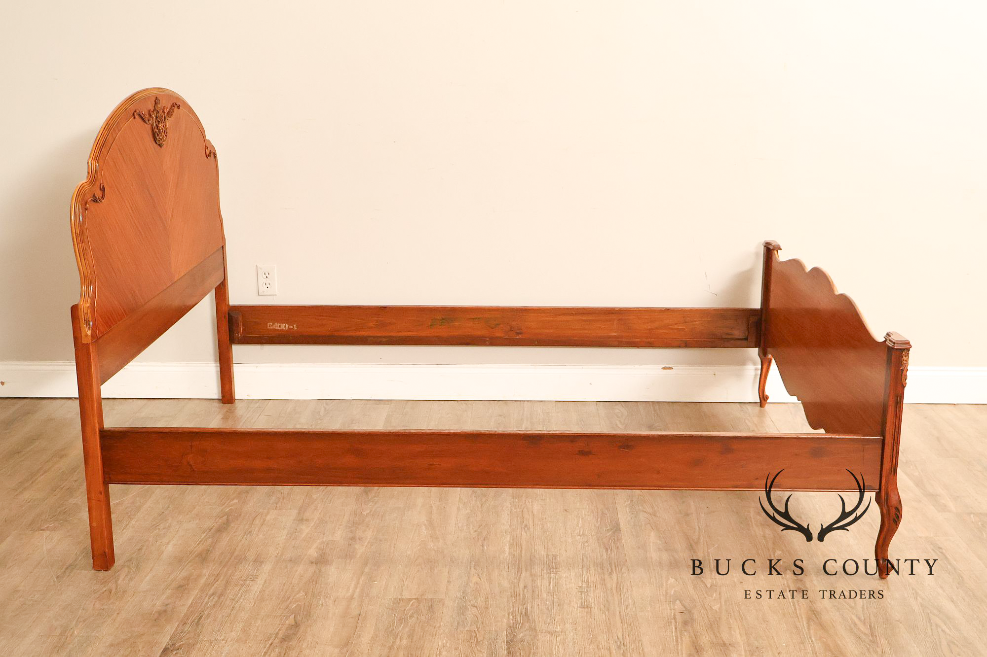 1940's Vintage French Style Full Size Satinwood Bed