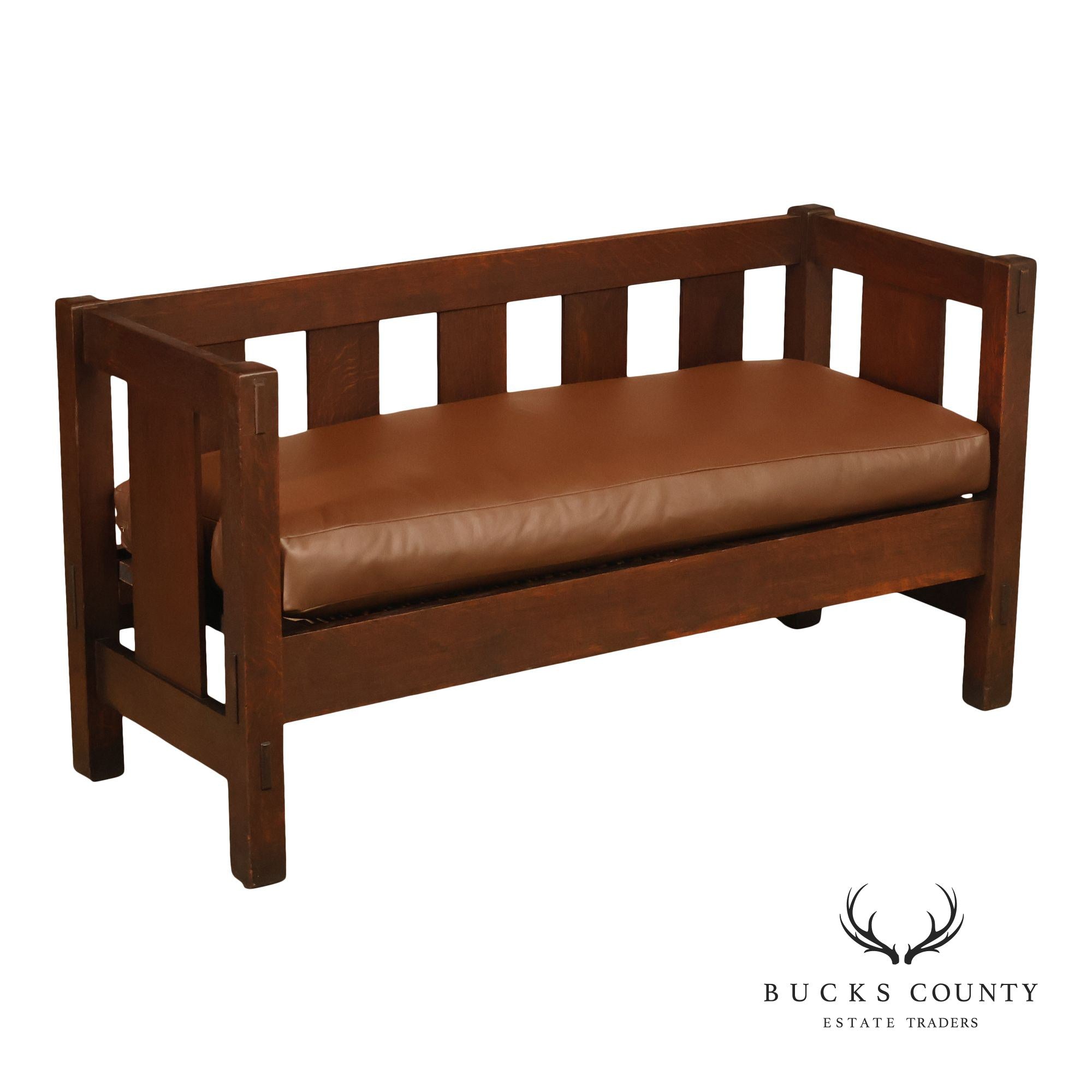 Gustav Stickley Antique  Mission Oak Hall Settle Model 205