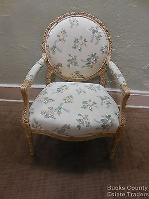 Quality French Louis XVI Wide Fauteuil Cameo Back Open Arm Chair