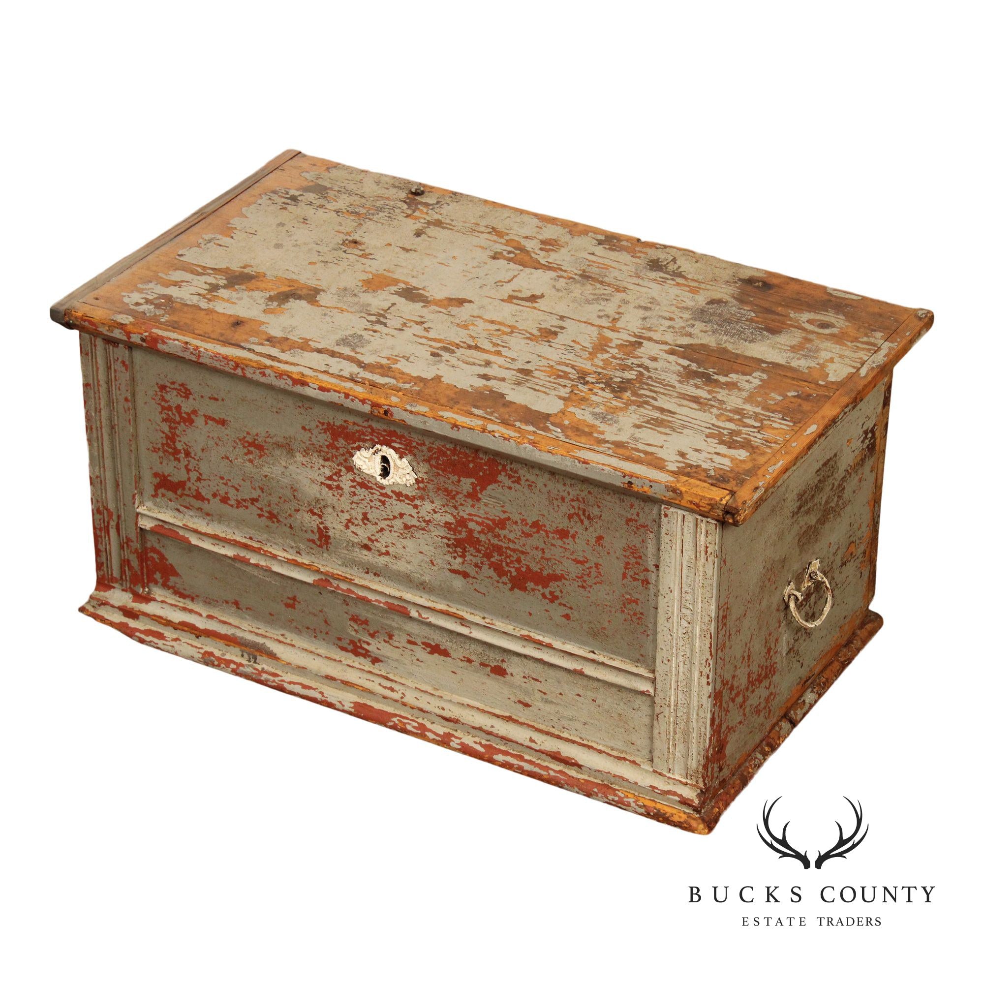 Antique Swedish Painted Pine Blanket Chest