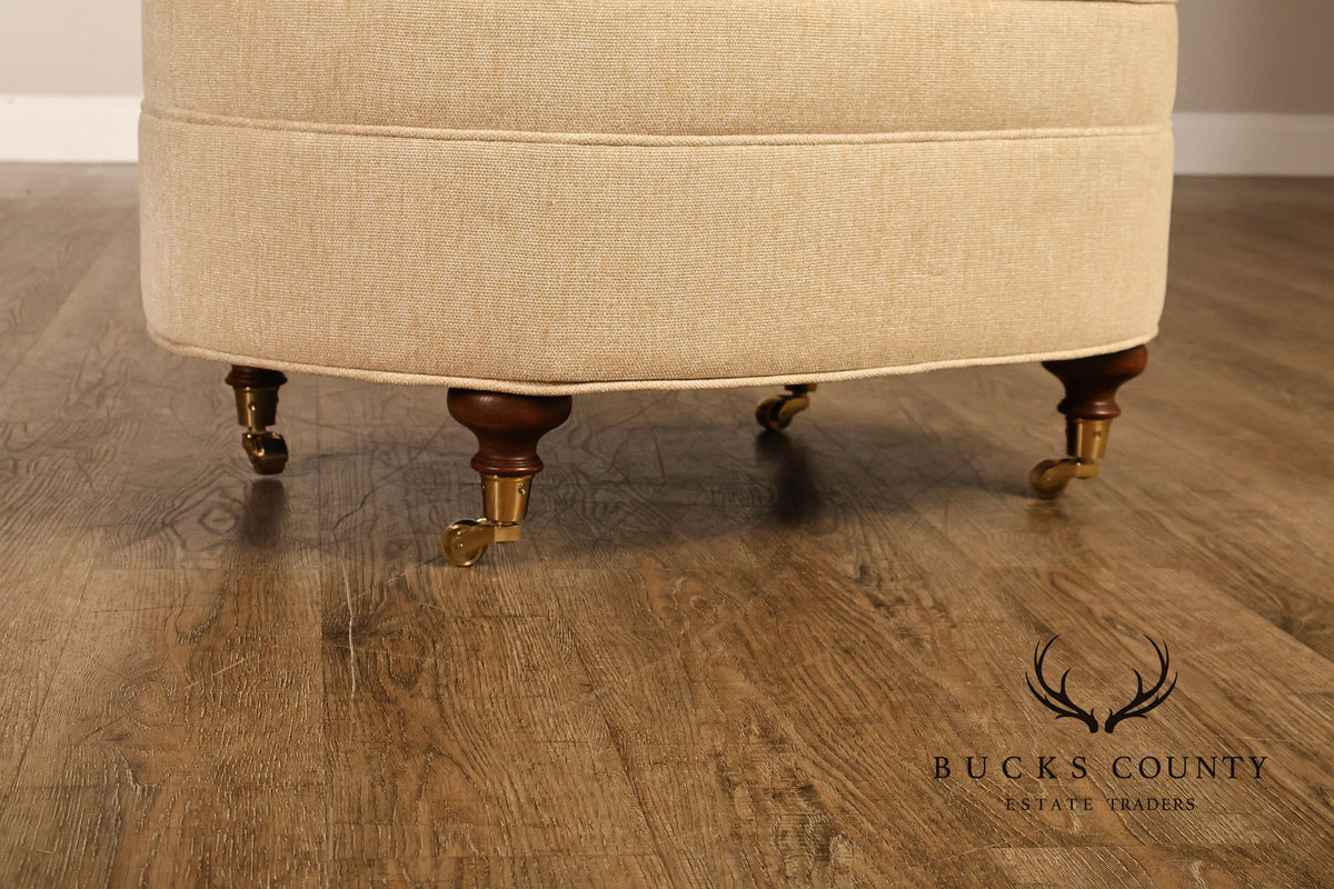 Traditional Tufted Upholstered Oval Ottoman