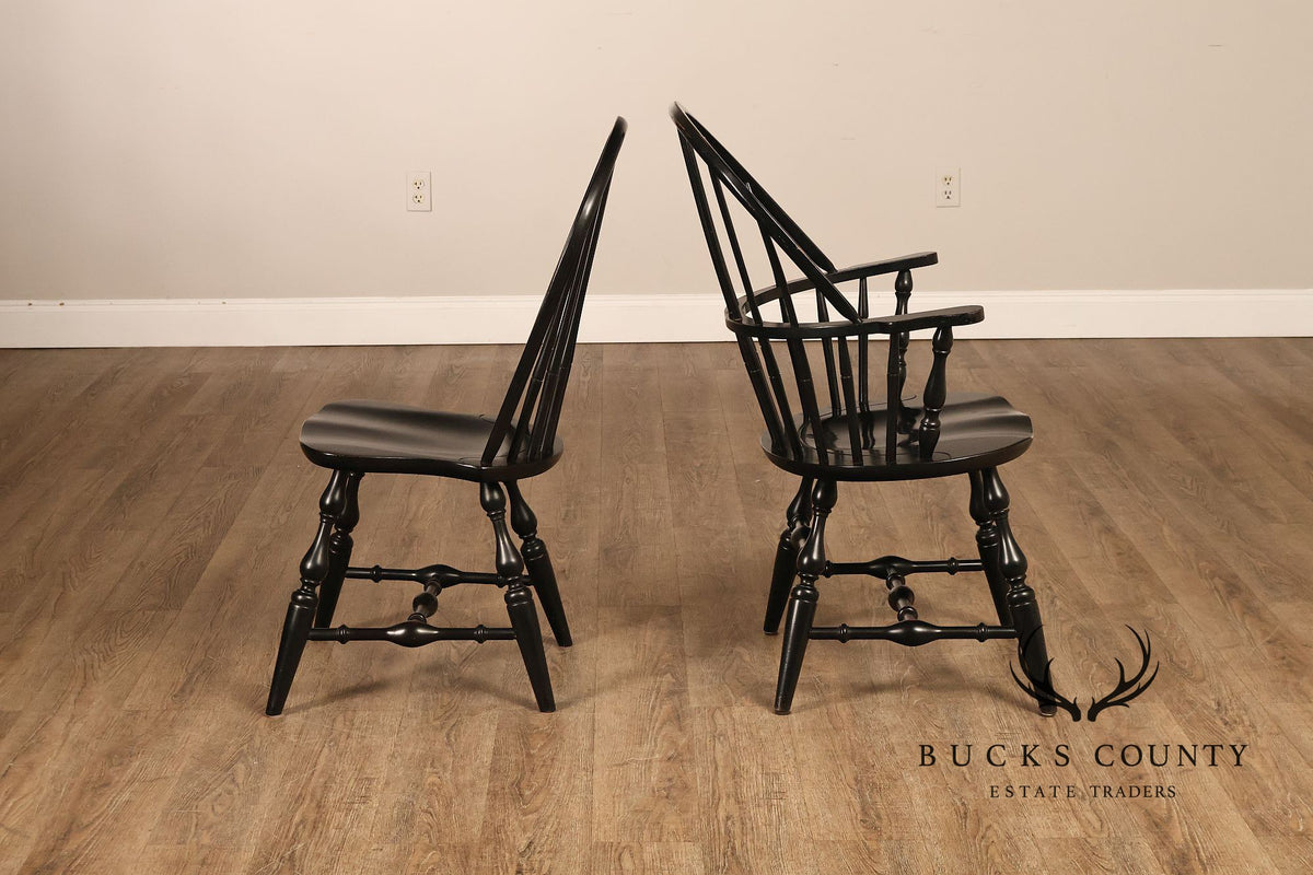 Nichols And Stone Set Of Six Black Windsor Dining Chairs