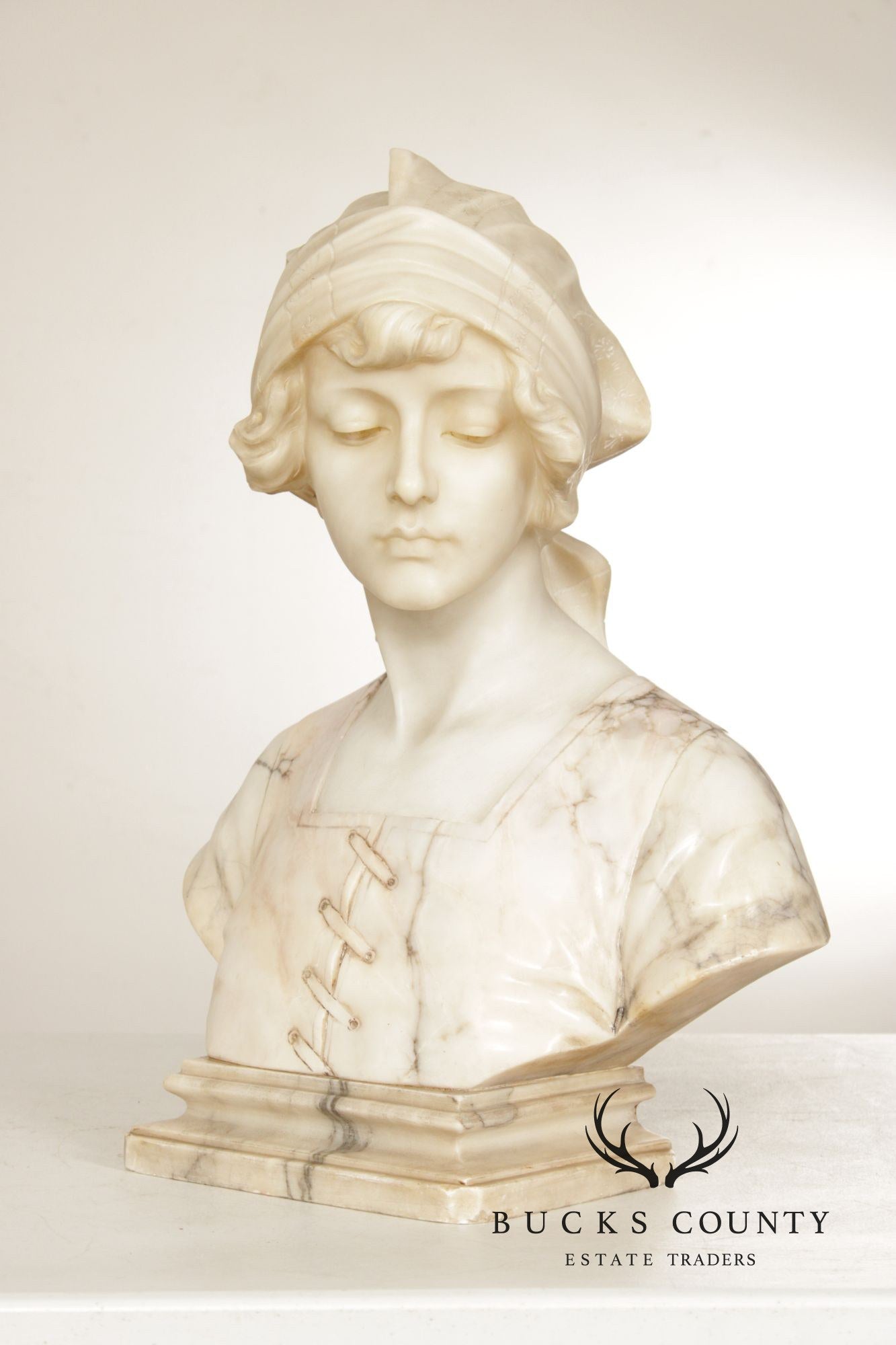 Cipriano Cipriani Carved Marble Bust of a Young Woman