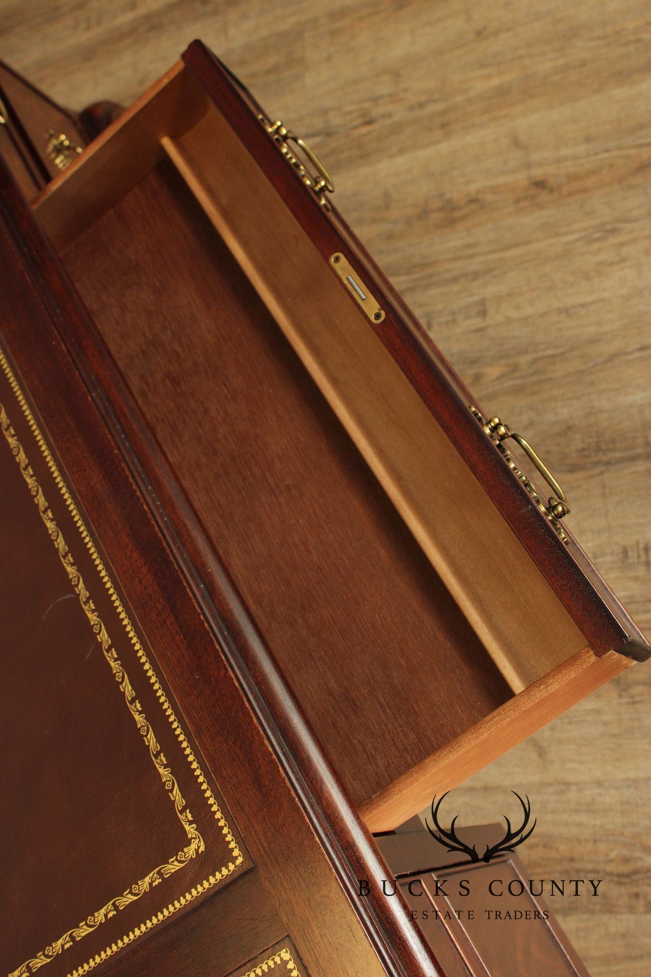 Hekman Chippendale Style Mahogany Leather Top Executive Desk