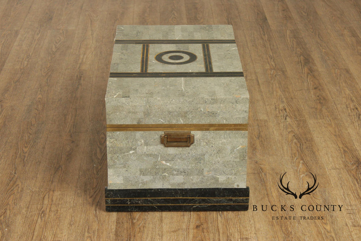 Casa Bique Hollywood Regency Tessellated Stone Chest