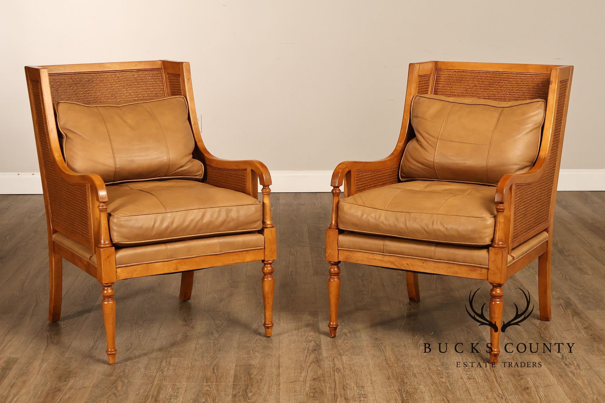 Tommy Bahama Pair of Caned Armchairs