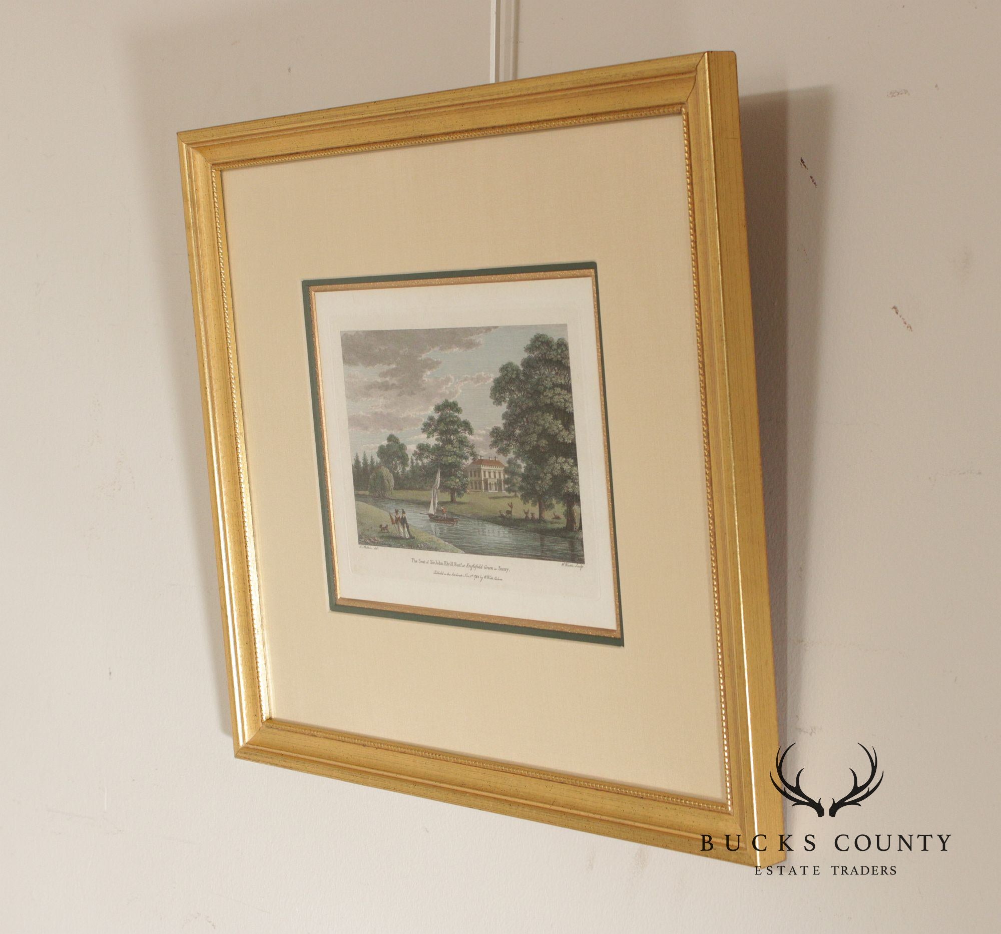 W. Angus Framed Colored Print of English Estate