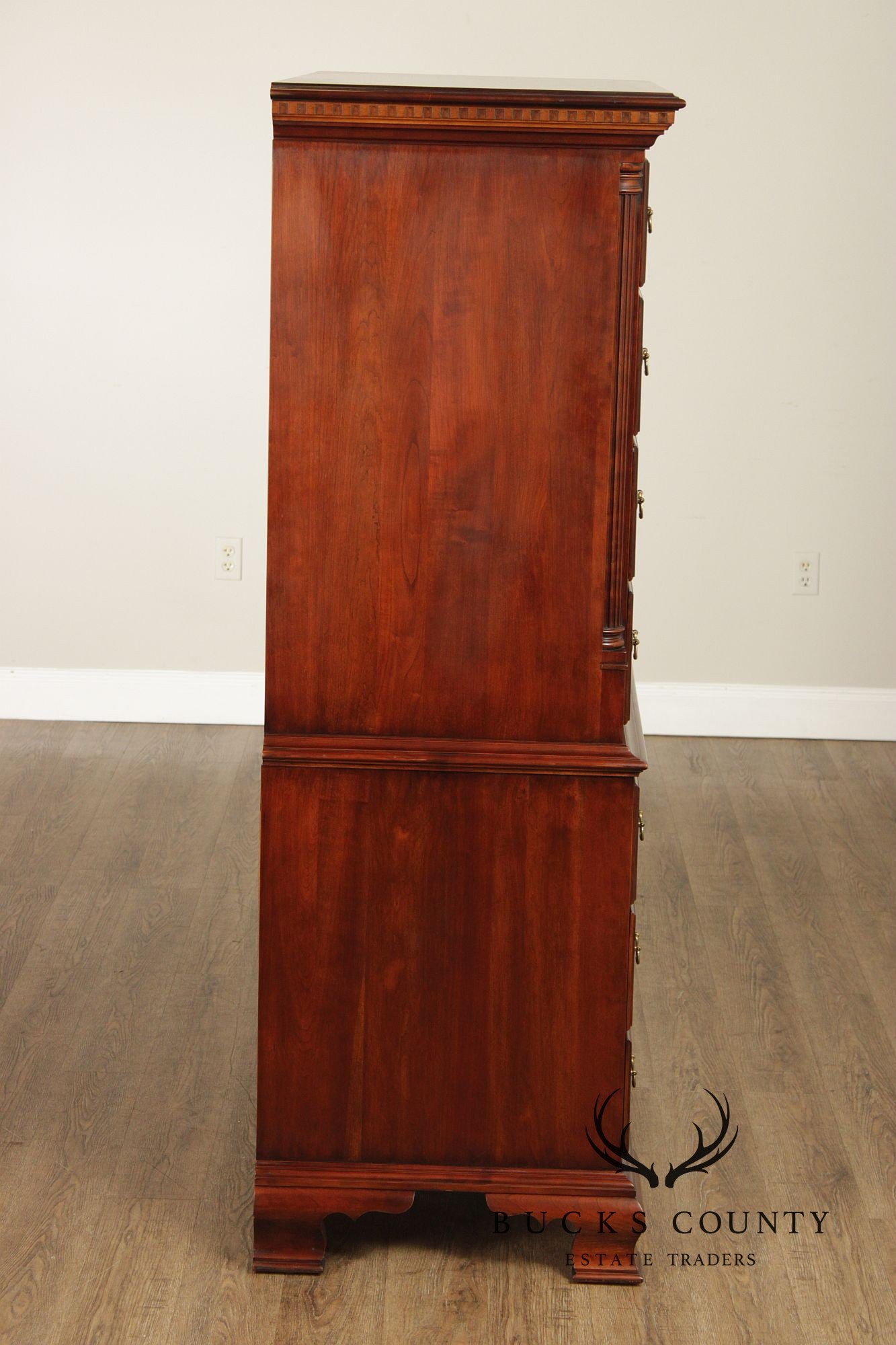 Statton Chippendale Style Cherry Tall Chest On Chest