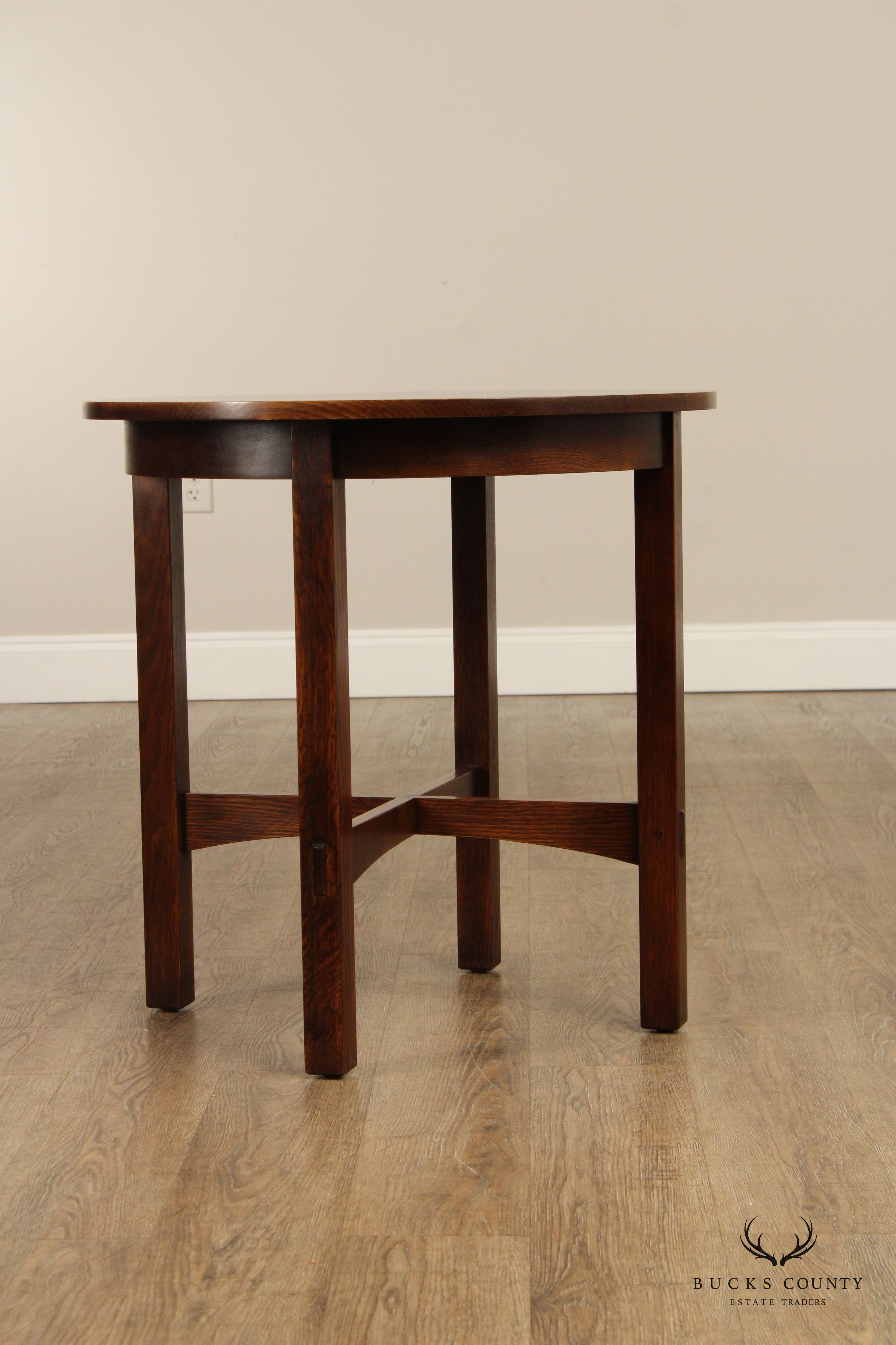 Stickley Mission Collection Oak Round Lamp Table