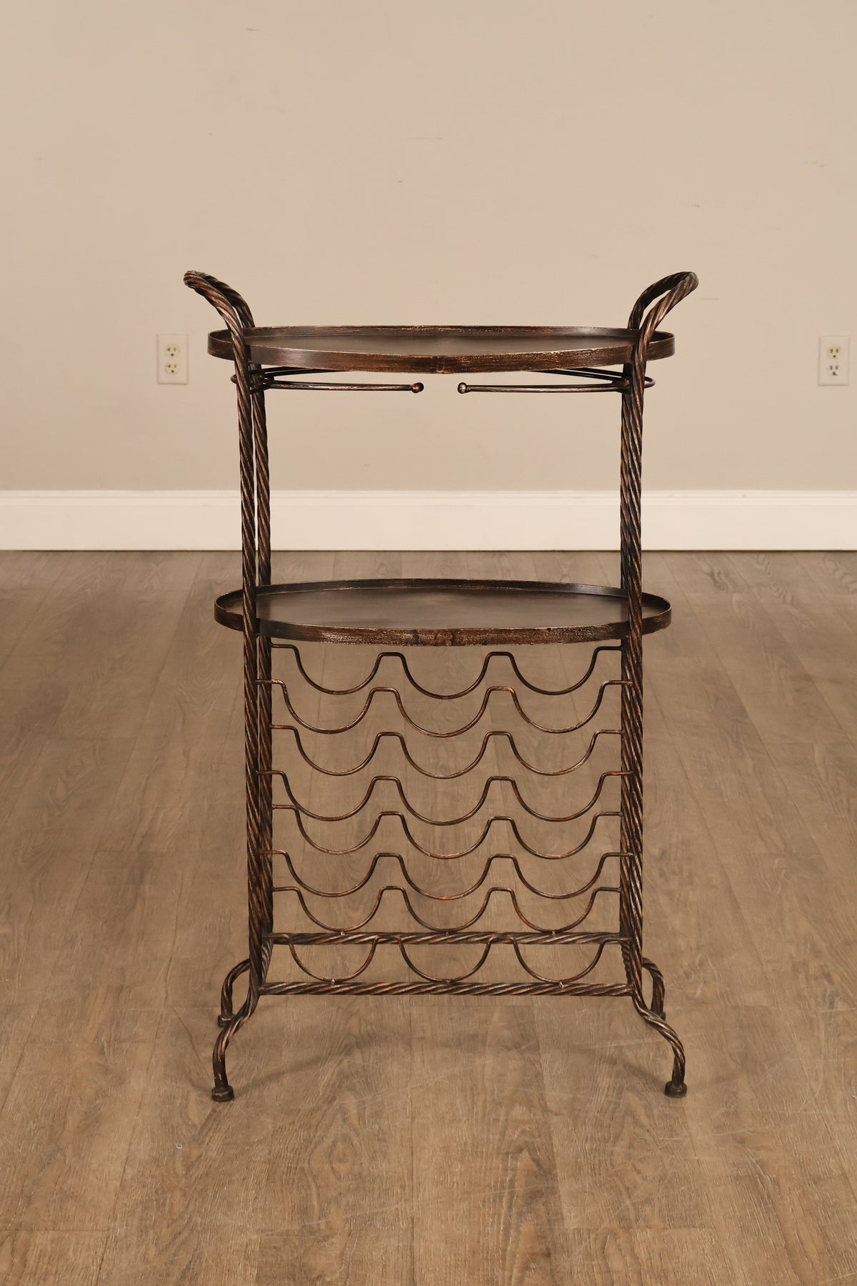 Twisted Metal Two-Tier Wine Rack Serving Stand