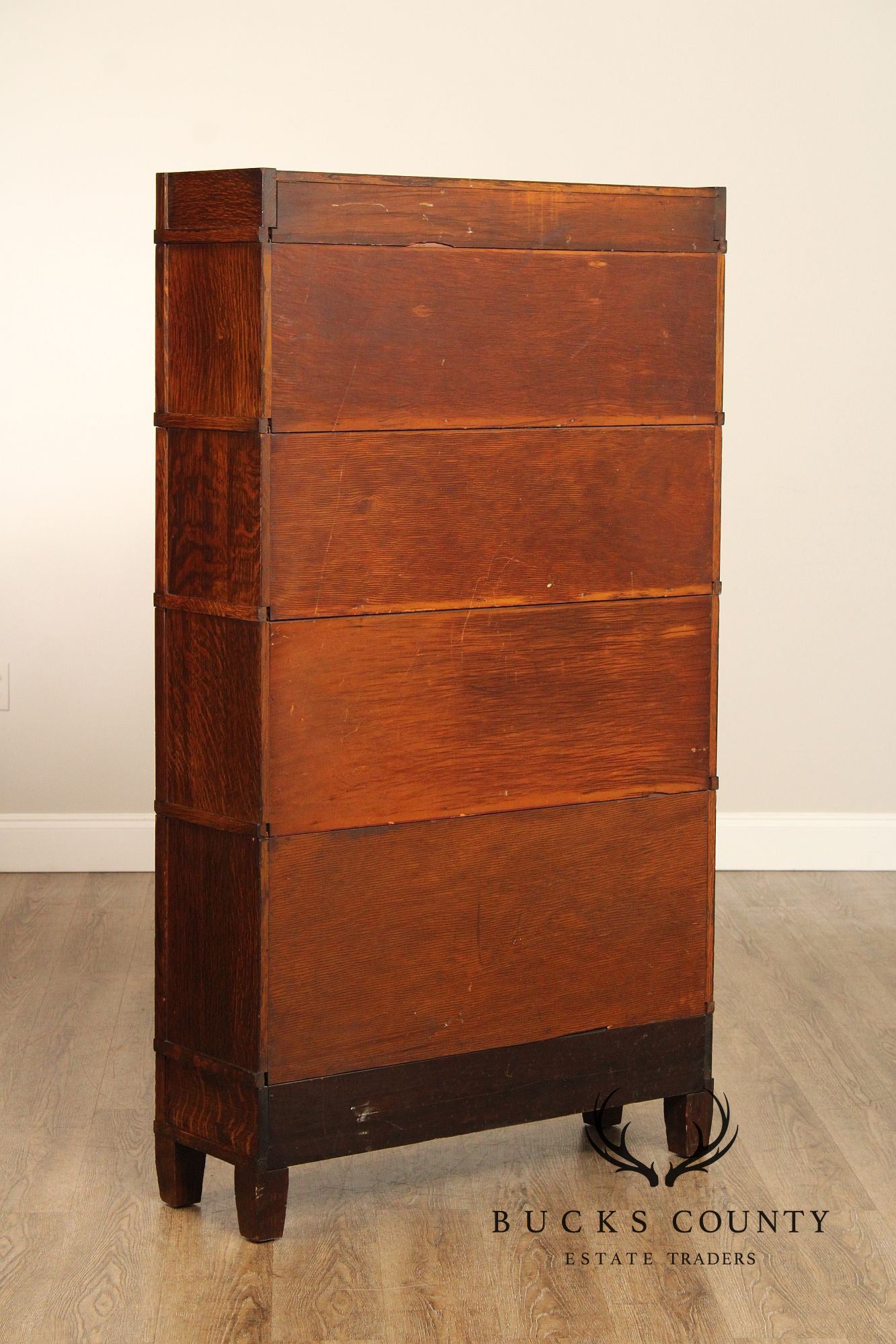 Globe-Wernicke Antique Oak Art Mission Four-Stack Barrister Bookcase