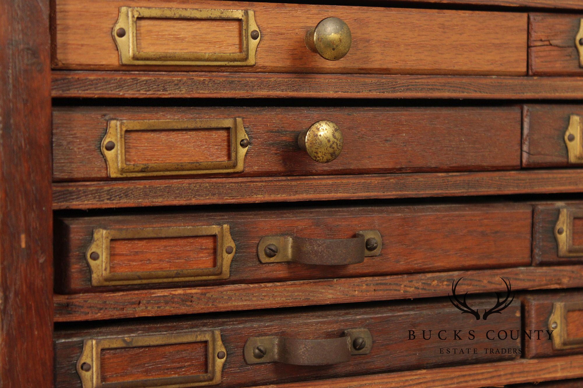 Antique Oak Printer's File Cabinet