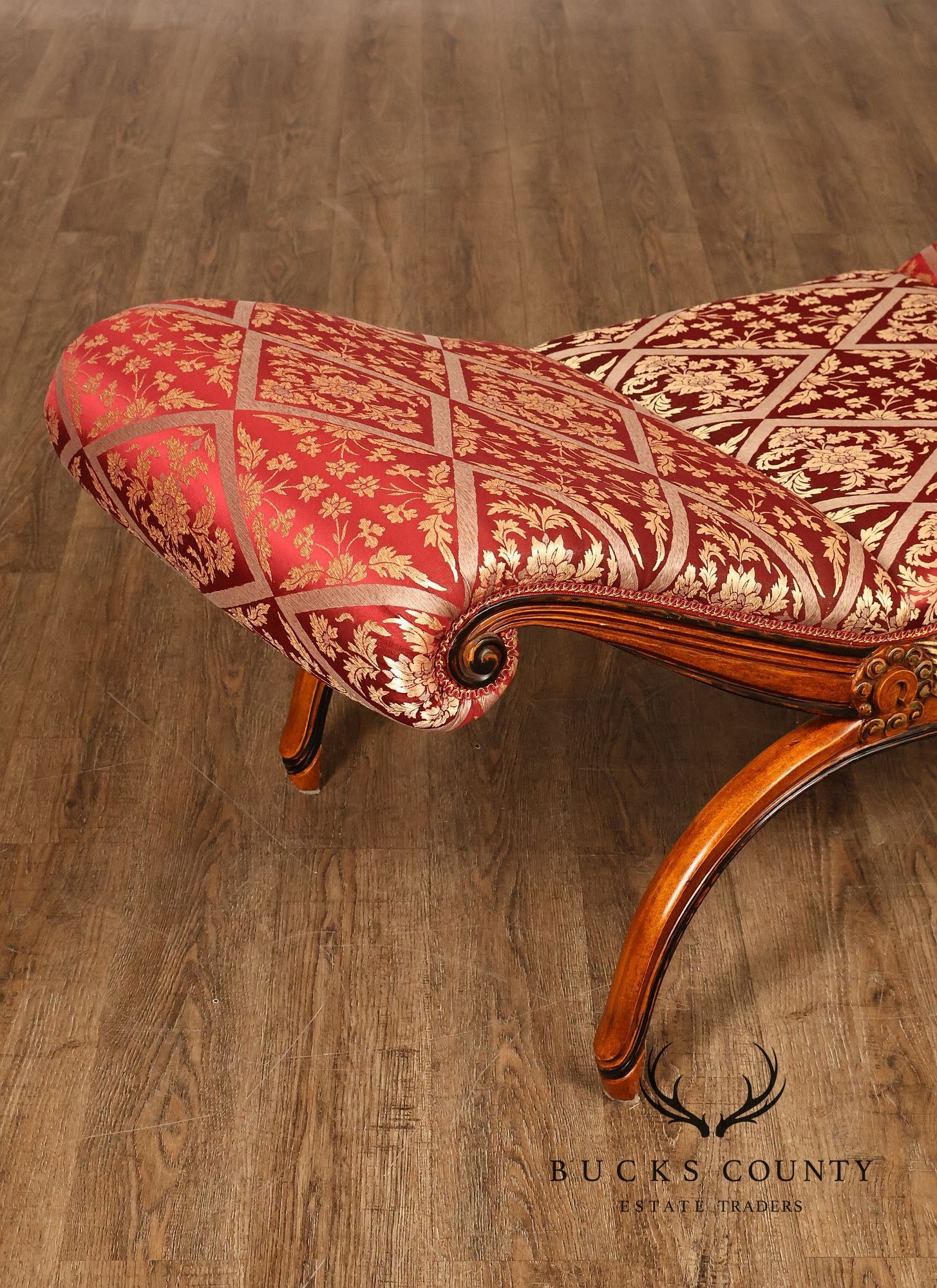 Neoclassical Style Carved Upholstered Recamier Bench