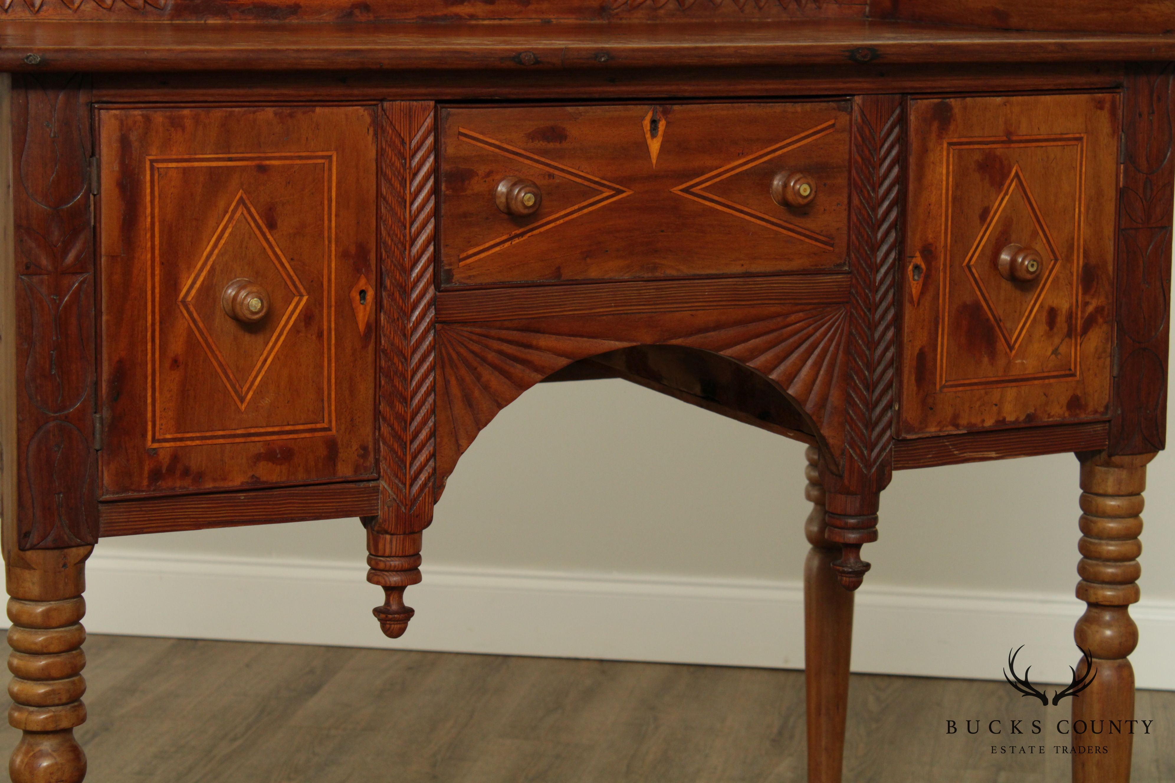 Caribbean or West Indies Antique Mahogany Inlaid Server