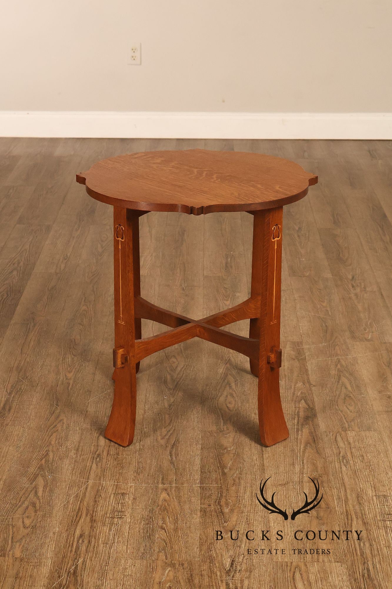 Stickley Mission Collection Harvey Ellis Inlaid Oak Tea Table