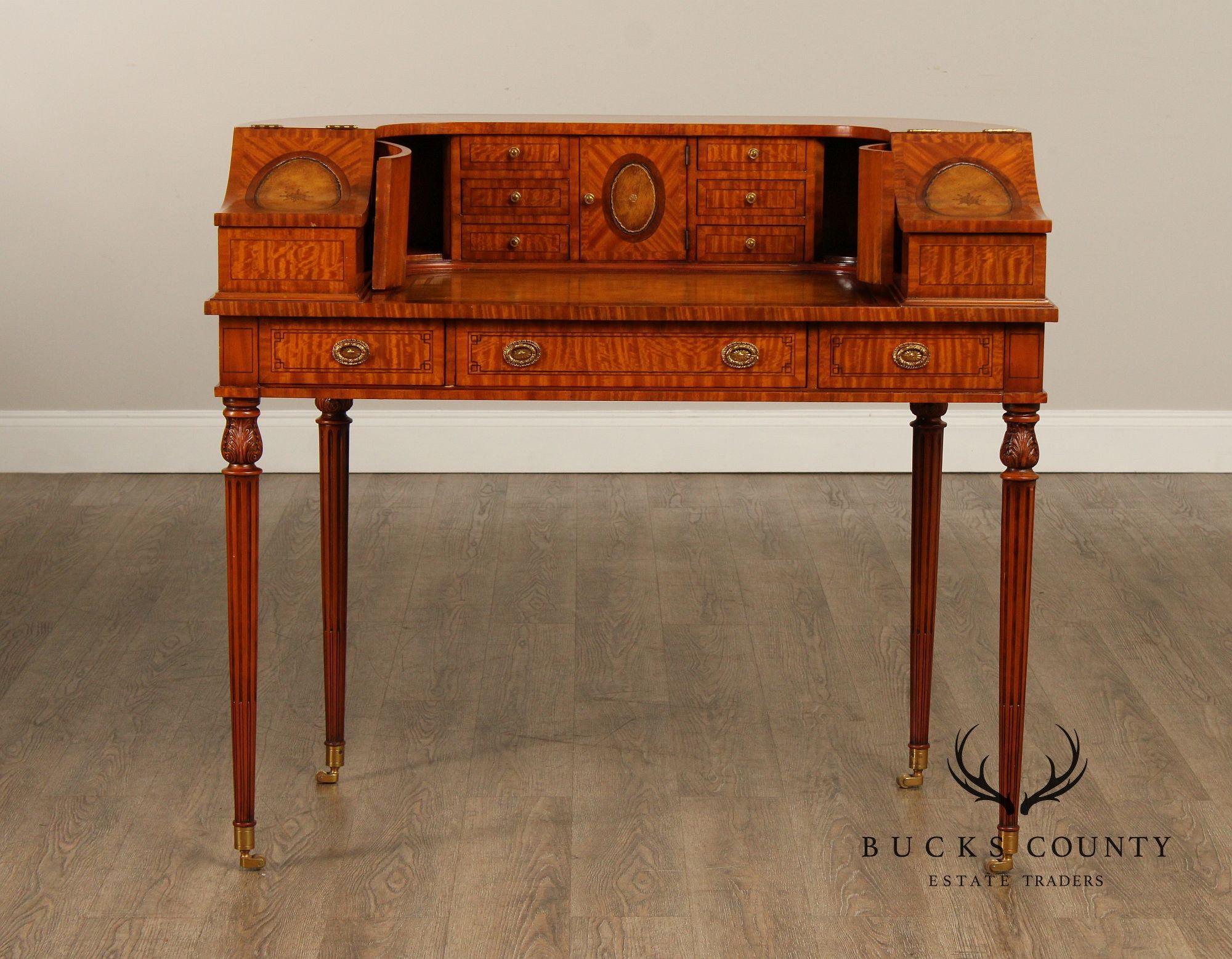 Maitland Smith Adams Style Satinwood Carlton House Writing Desk