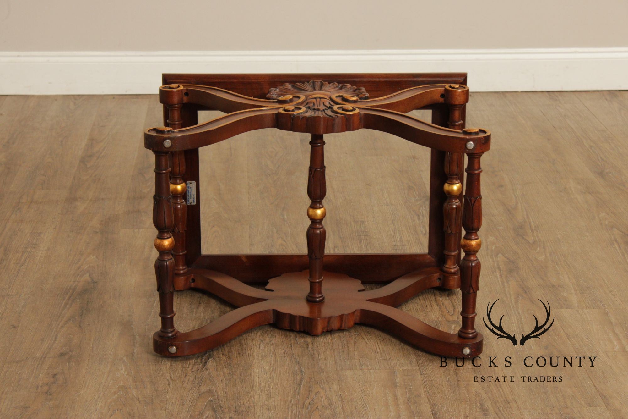 Karges Georgian Style X-Base Mahogany and Glass Tea Tables