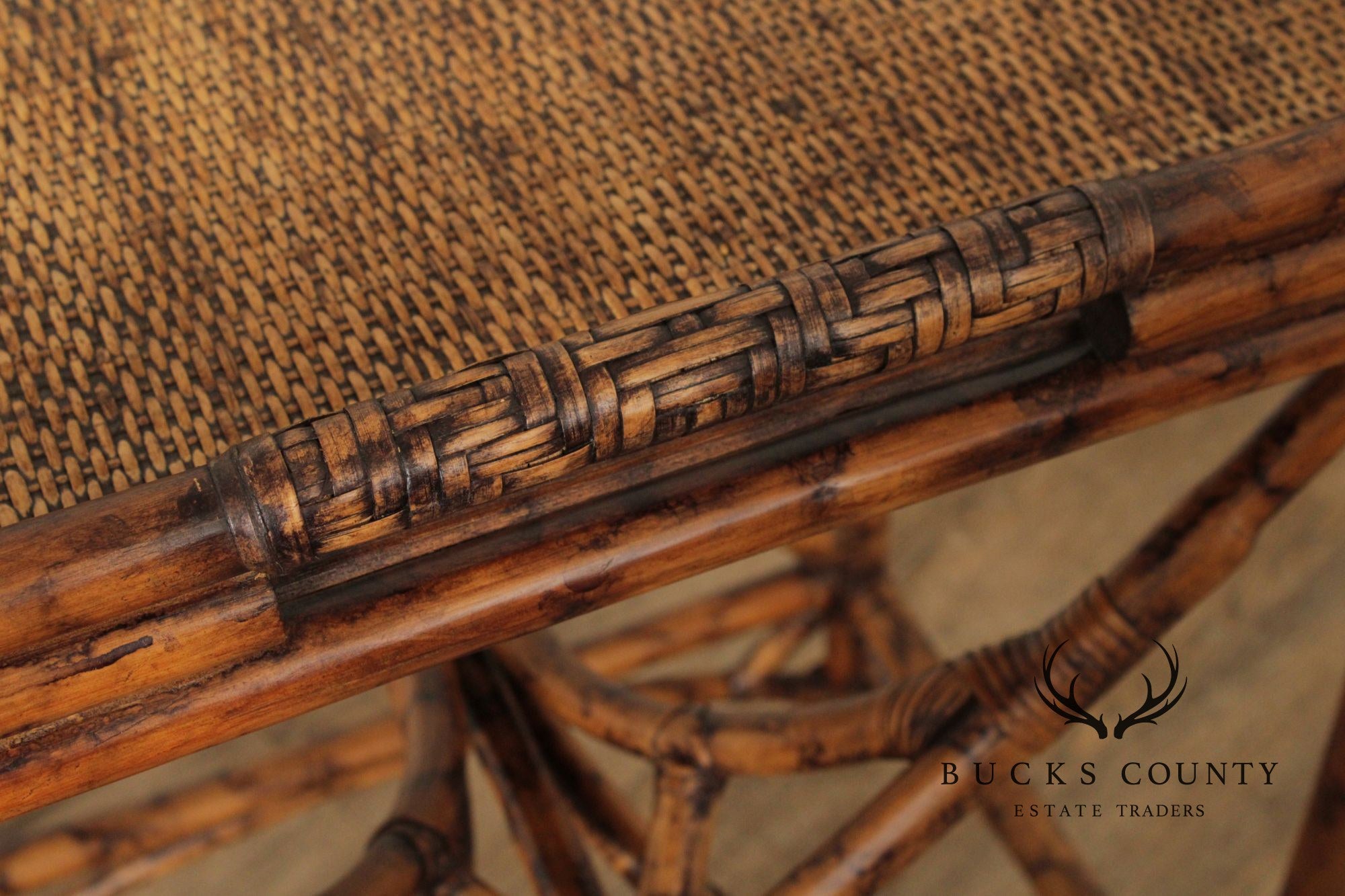 Vintage Bamboo and Rattan Server Tray Table