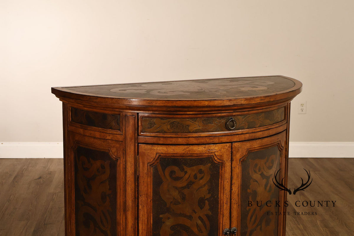 Italian Style Demilune Hand Painted Two-Door Cabinet
