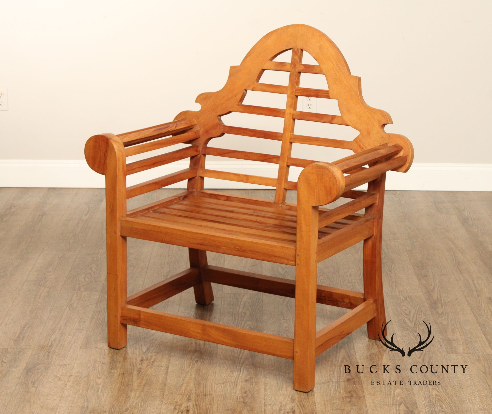 Broyhill Pair of Lutyens Style Outdoor Teak Lounge Chairs