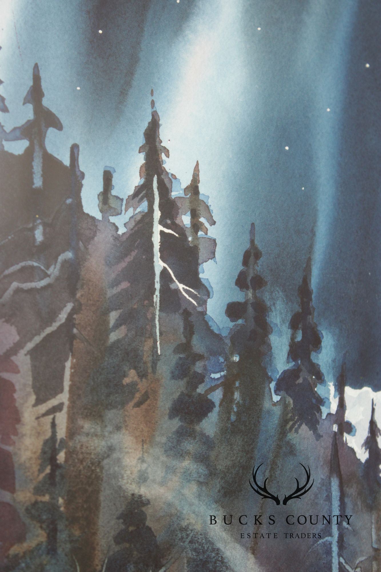 John Svenson Watercolor Painting, Ski Party