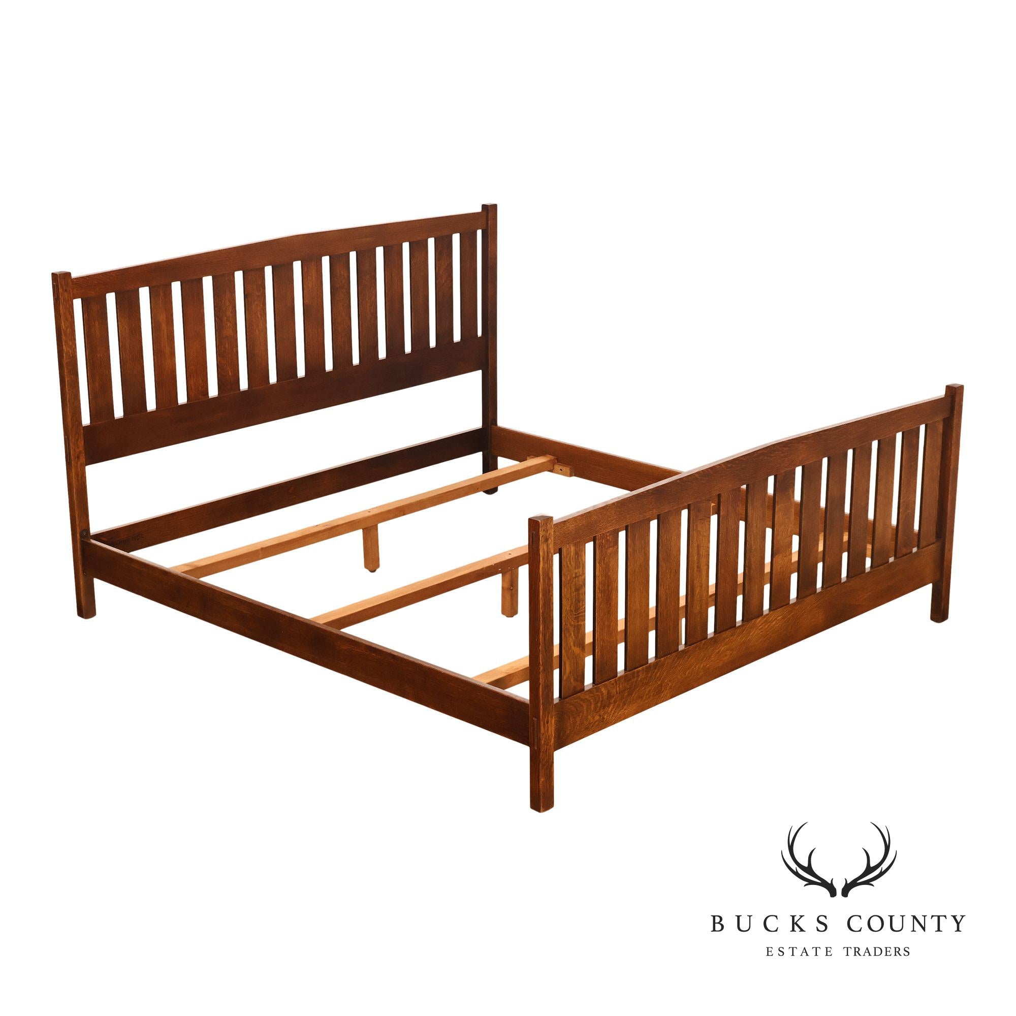 Stickley Mission Collection King Size Oak Slat Bed