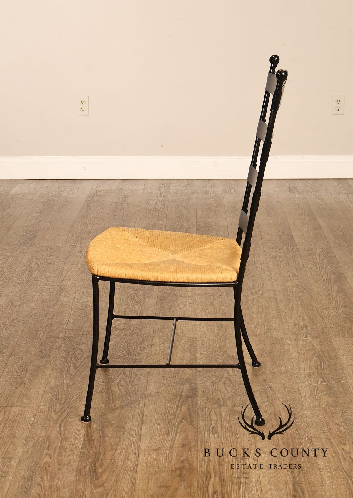 Charleston Forge Set of Four Rush Seat Ladderback Iron Dining Chairs