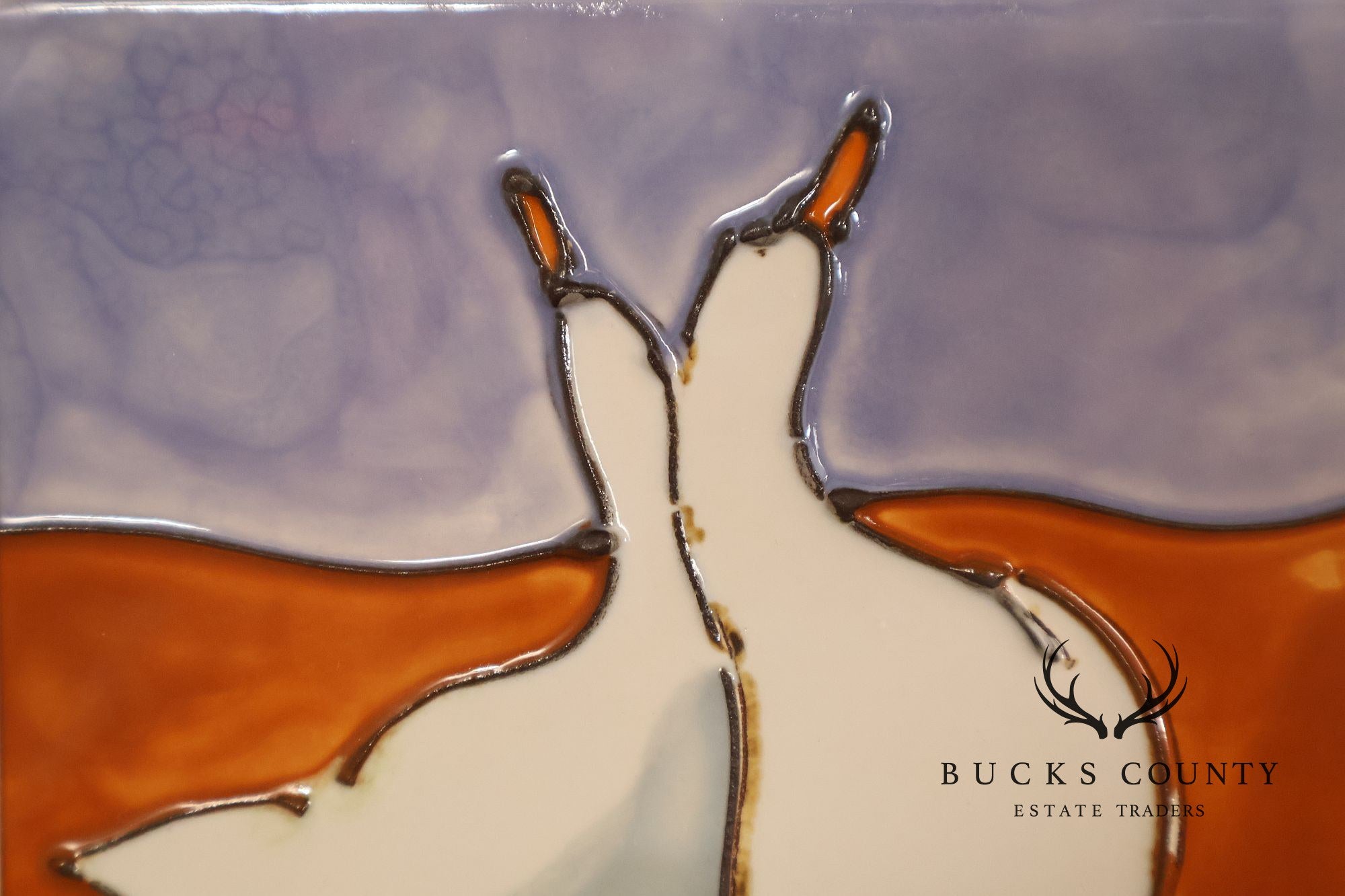 Pair of Harris G. Strong Framed Duck Ceramic Tile Matted Art
