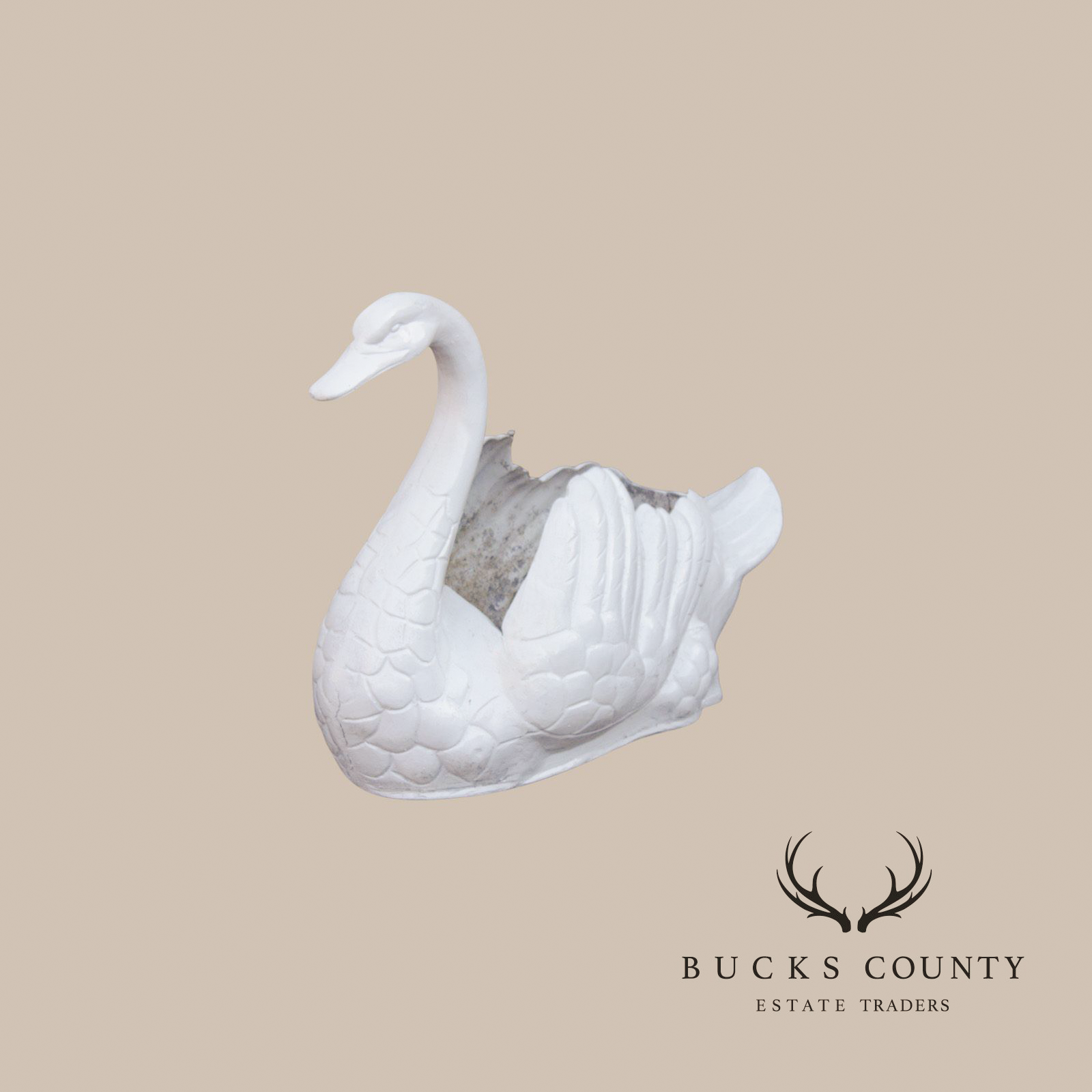 Vintage Cast Metal Swan Garden Planter