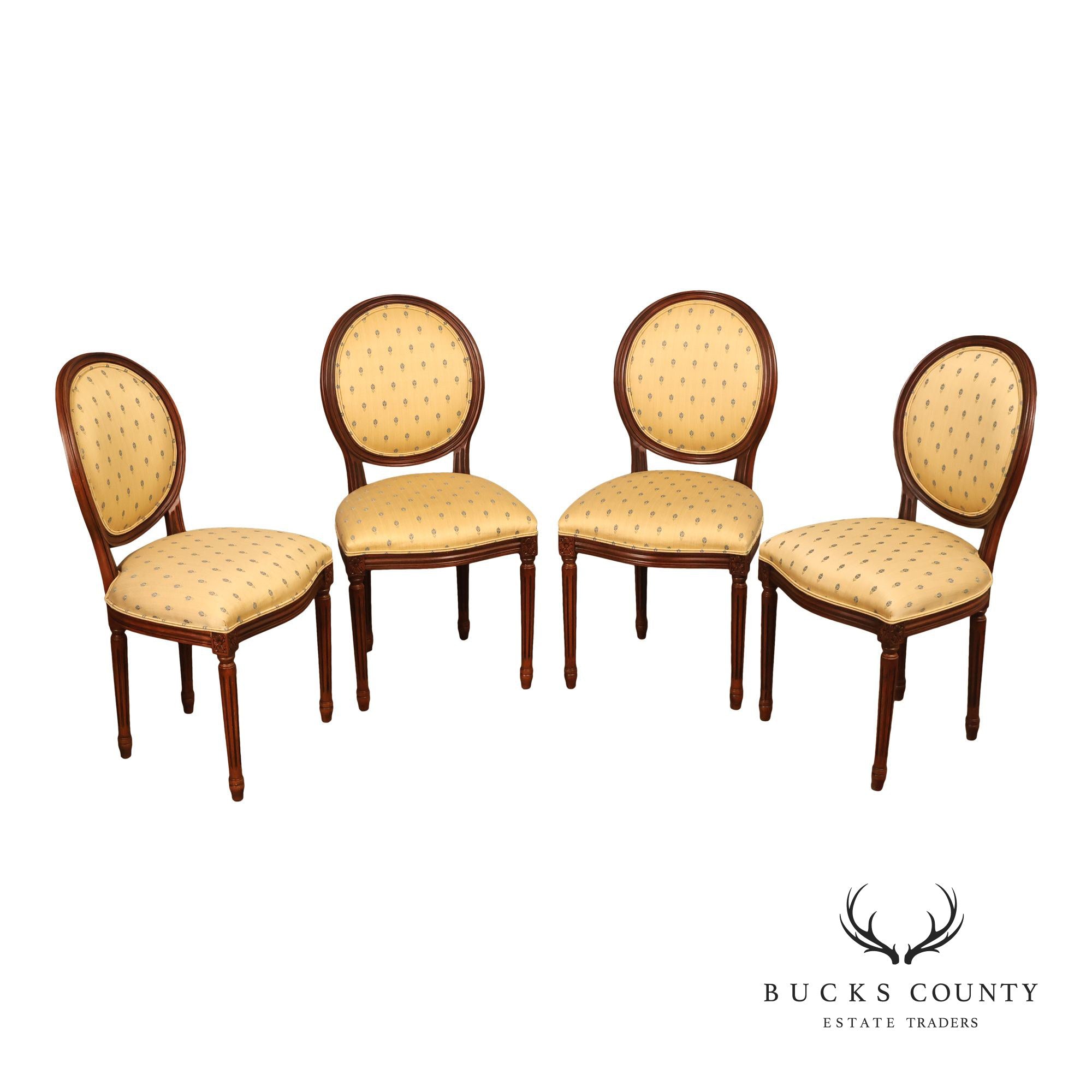 Ethan Allen Louis XVI Style Set Of Four Upholstered Dining Chairs