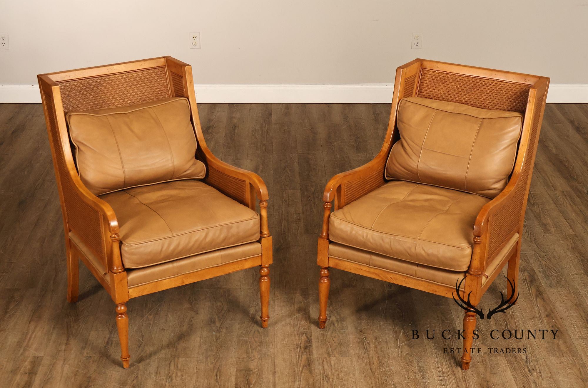 Tommy Bahama Pair of Caned Armchairs