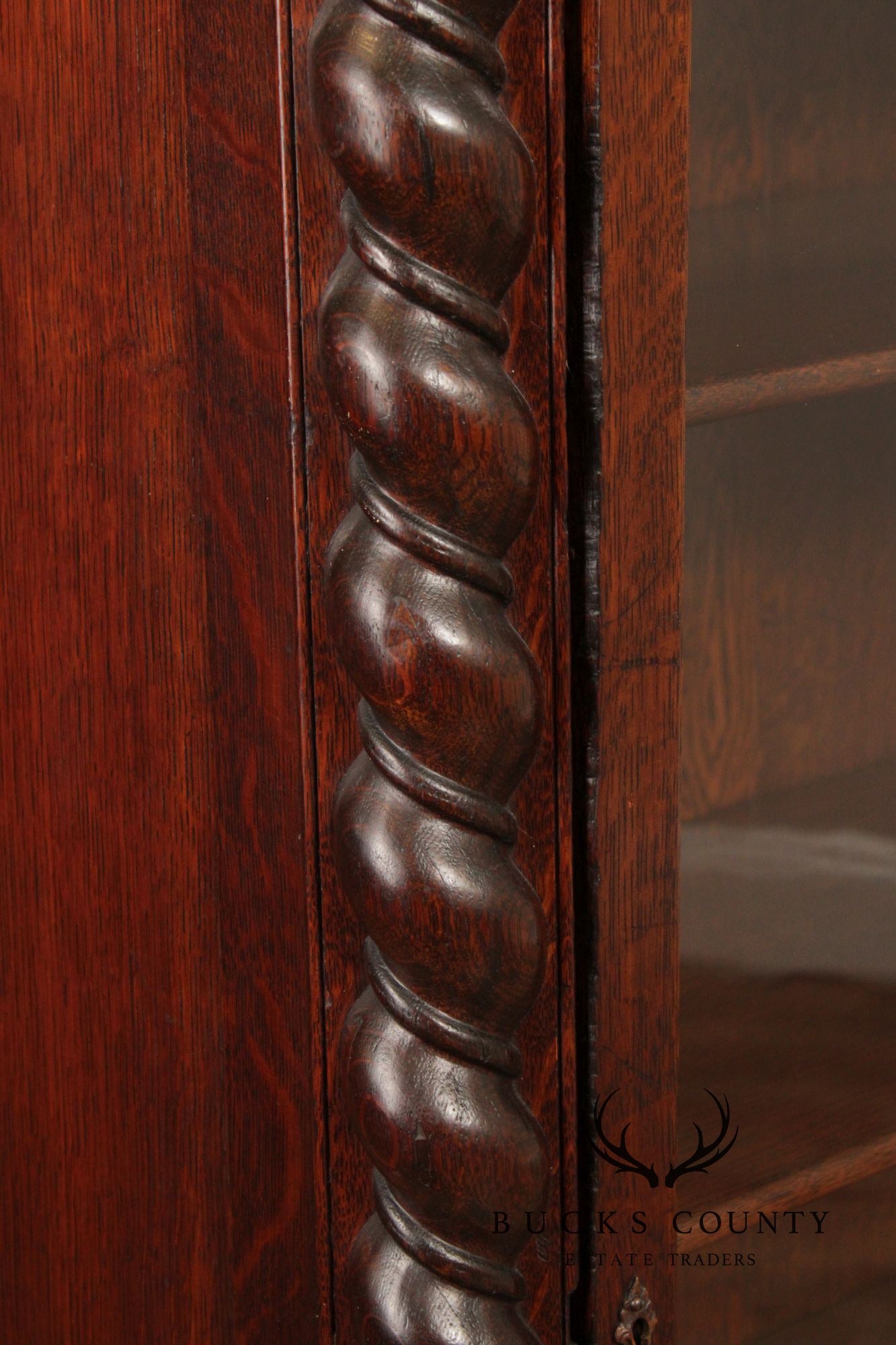 Antique Victorian Oak Barley Twist Bookcase