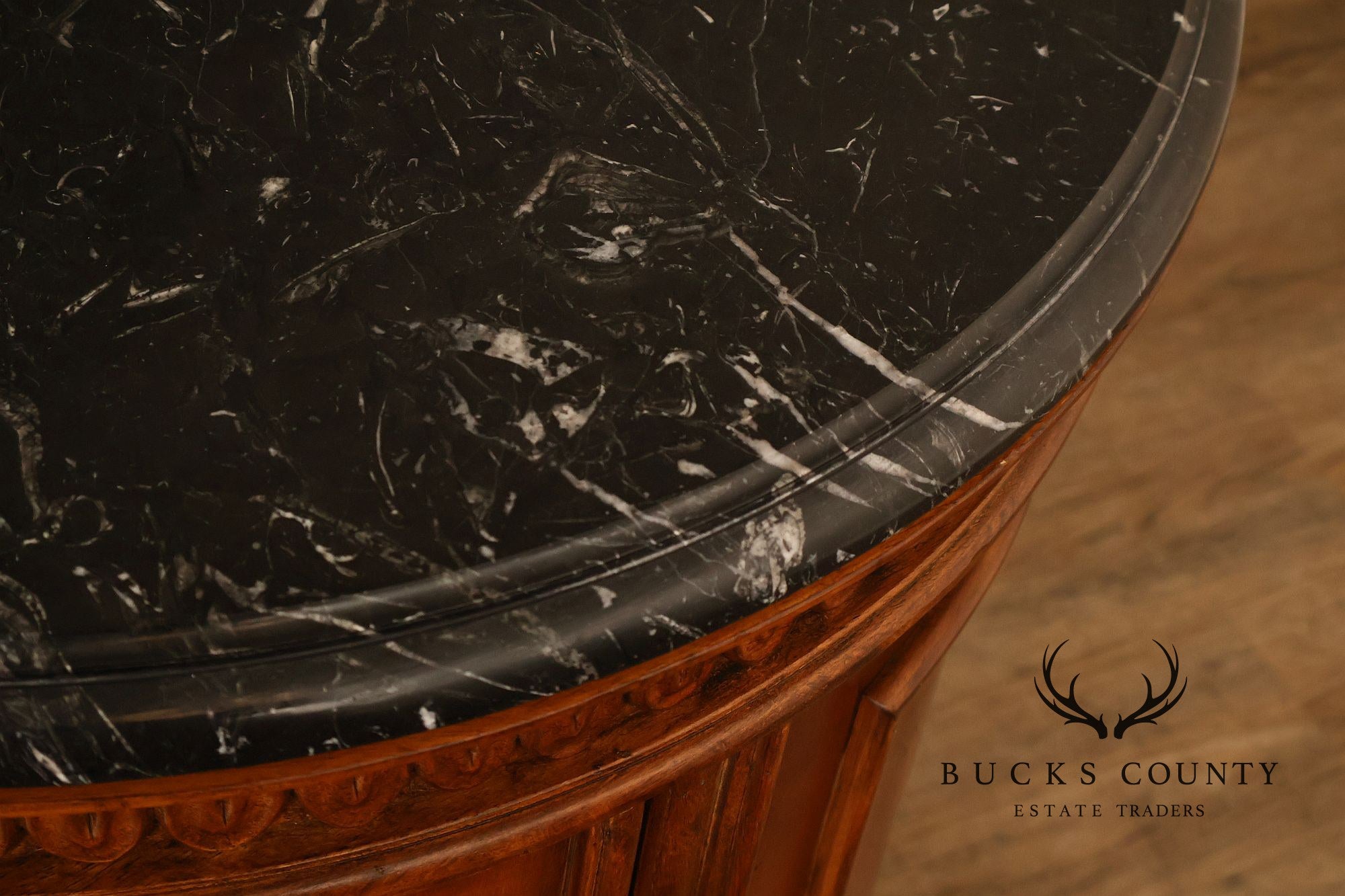 Bernhardt French Regency Style Marble Top Round Cabinet Drum Table