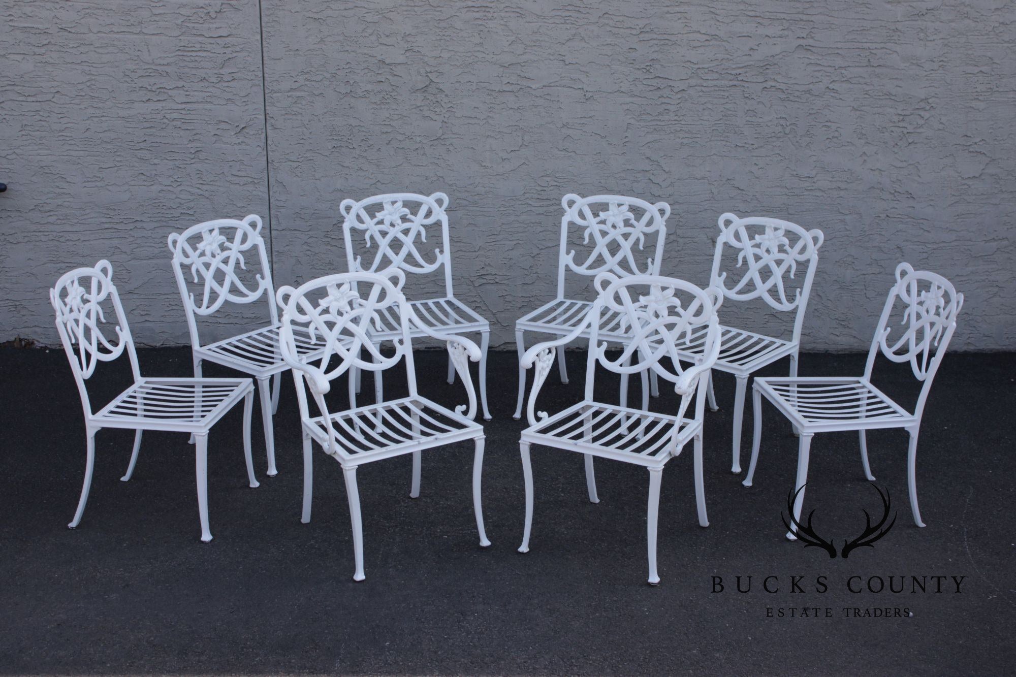 Brown Jordan Set of Eight Cast Aluminum 'Day Lily' Outdoor Dining Chairs