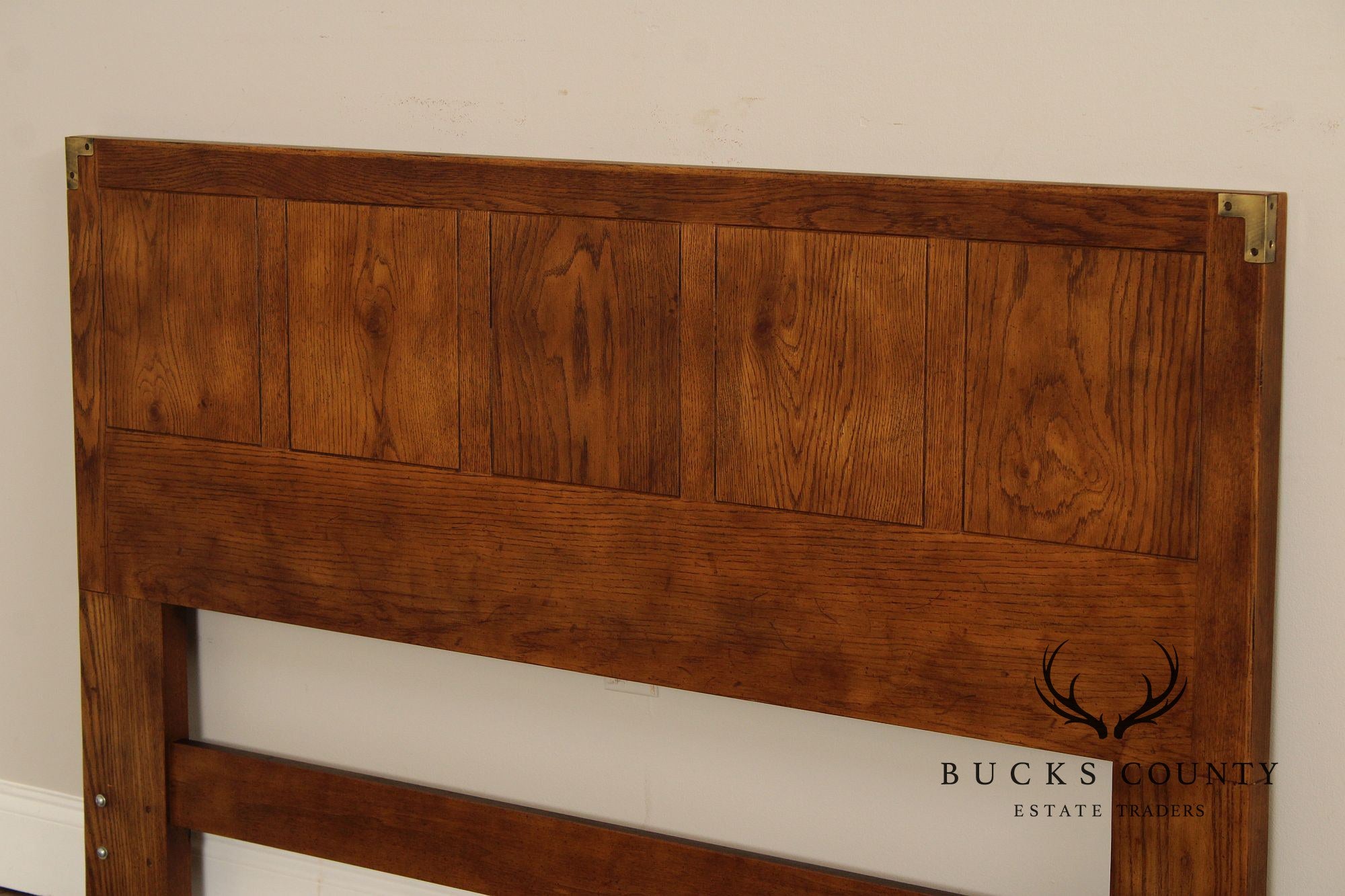 Henredon Artefacts Collection Campaign Style Queen Oak Headboard