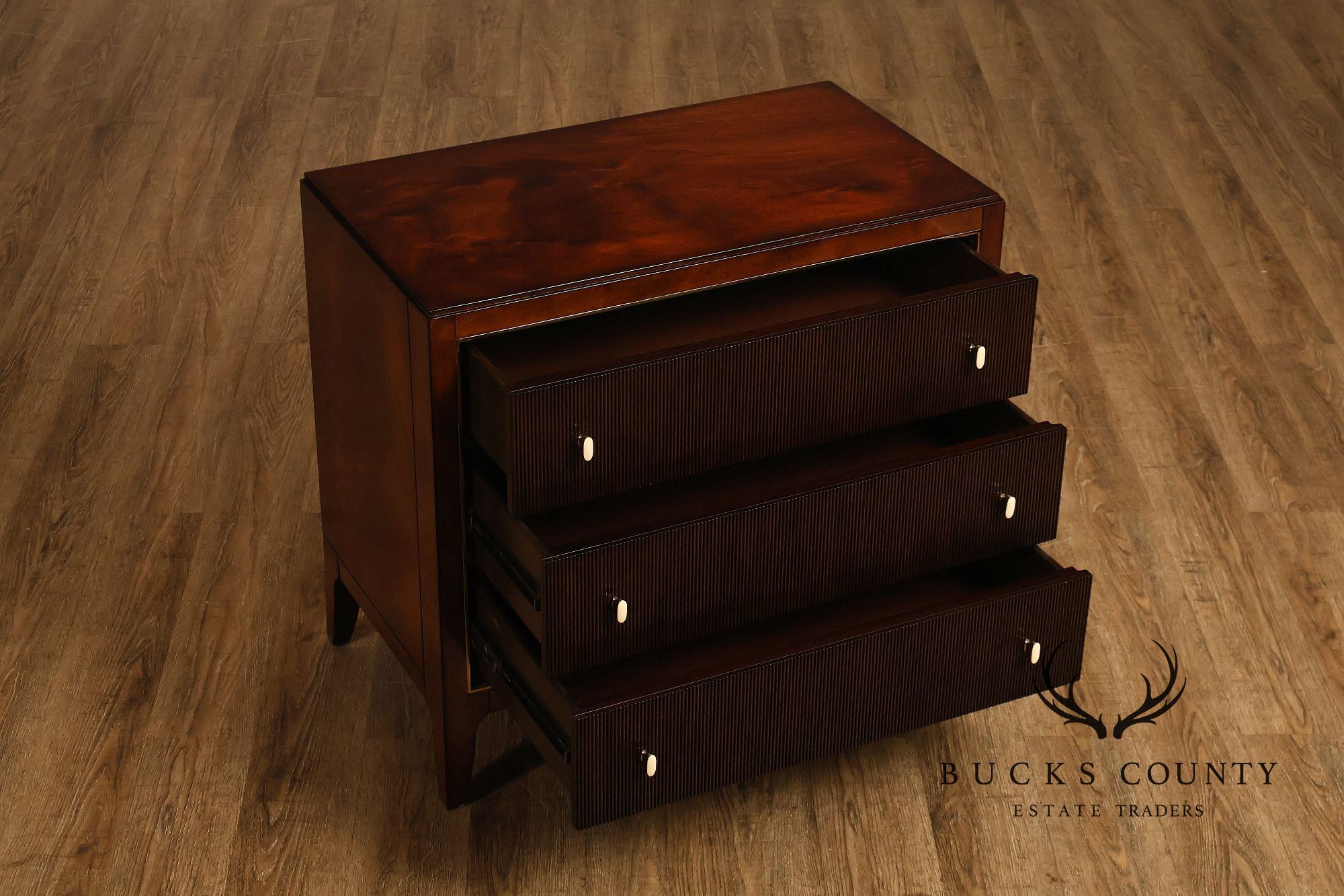 Caracole Art Deco Style Pair of Mahogany Chest Nightstands