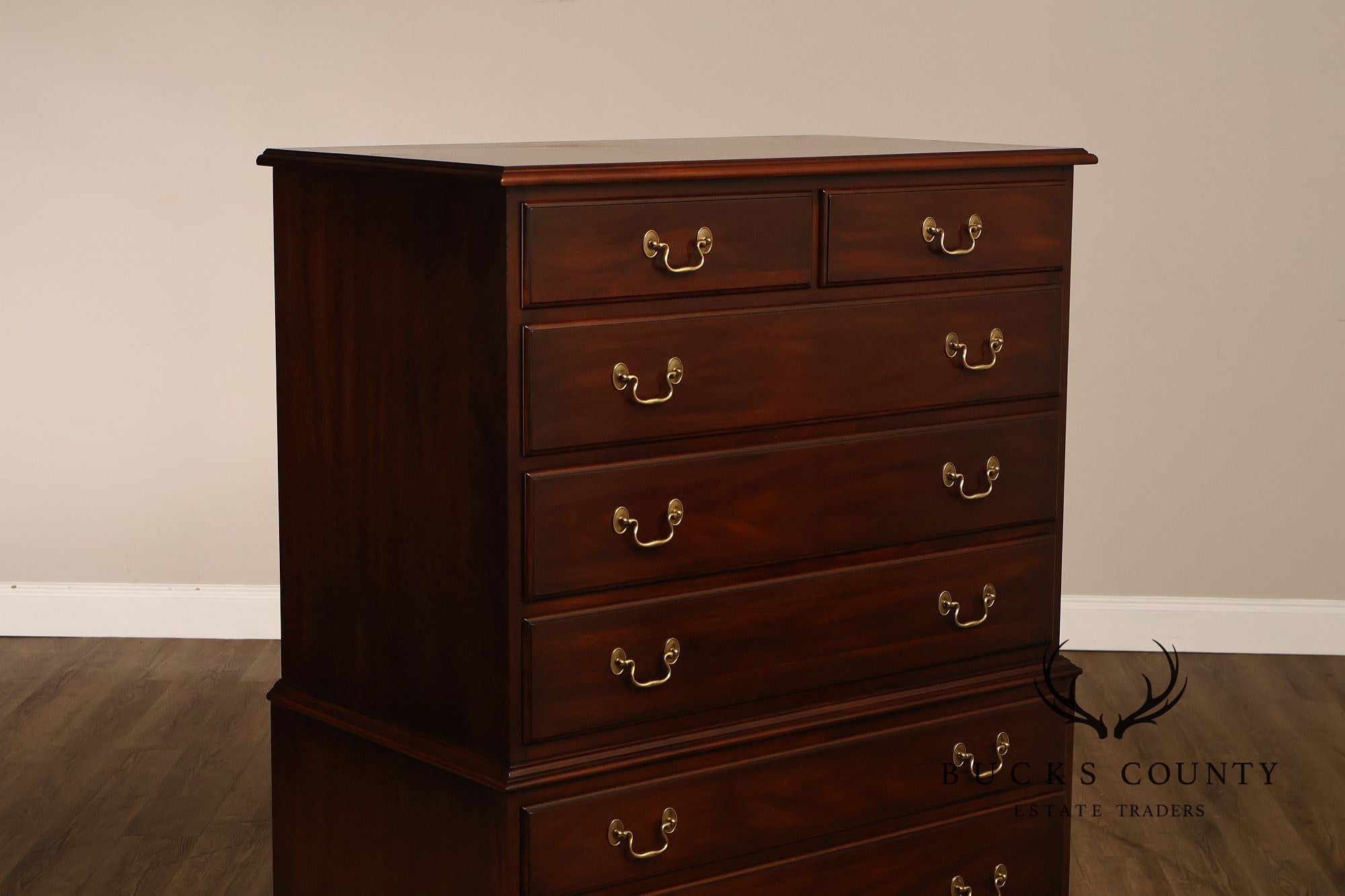Henkel Harris Chippendale Style Vintage Mahogany Tall Chest