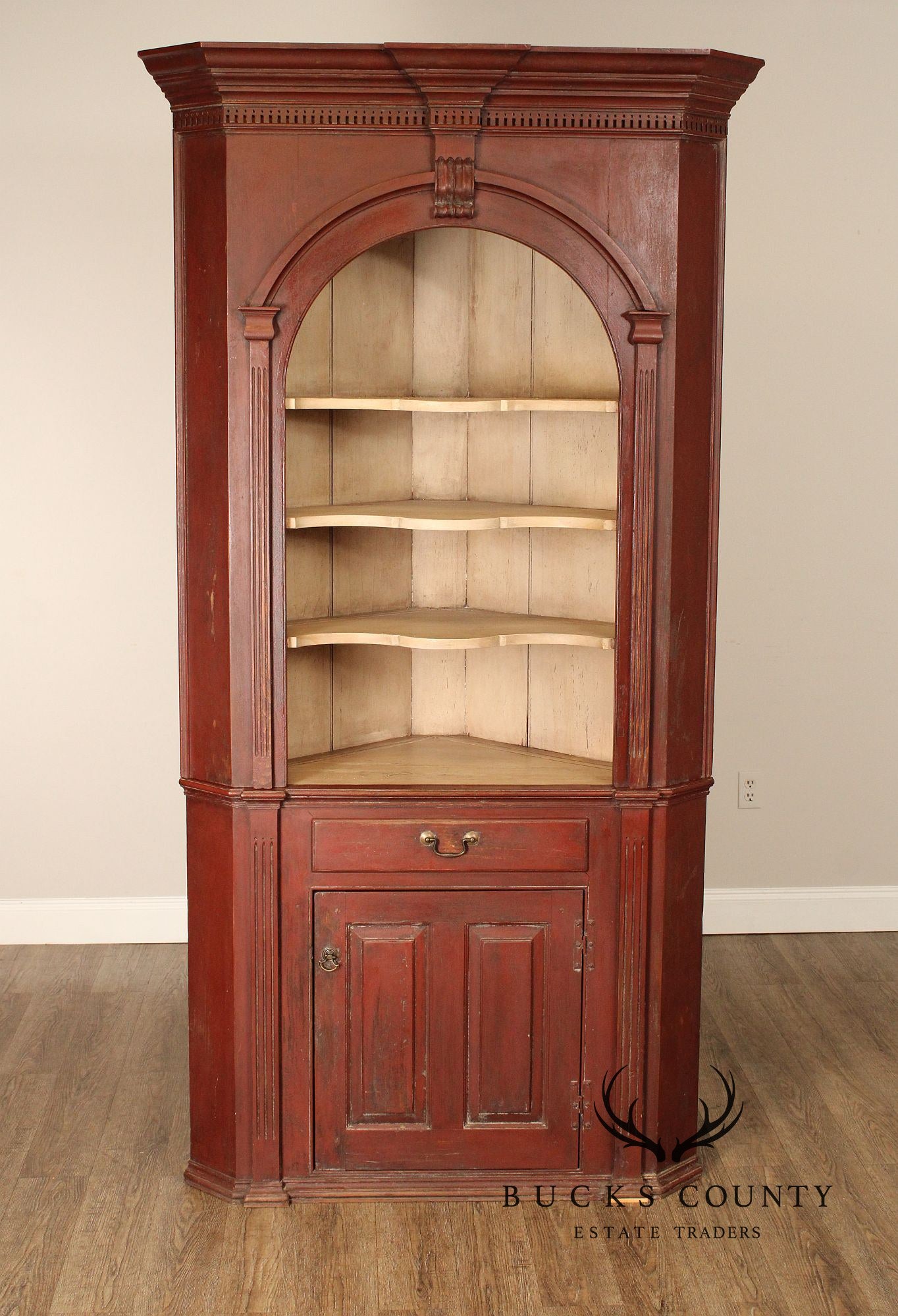 Custom Quality Large Painted Architectural Corner Cabinet