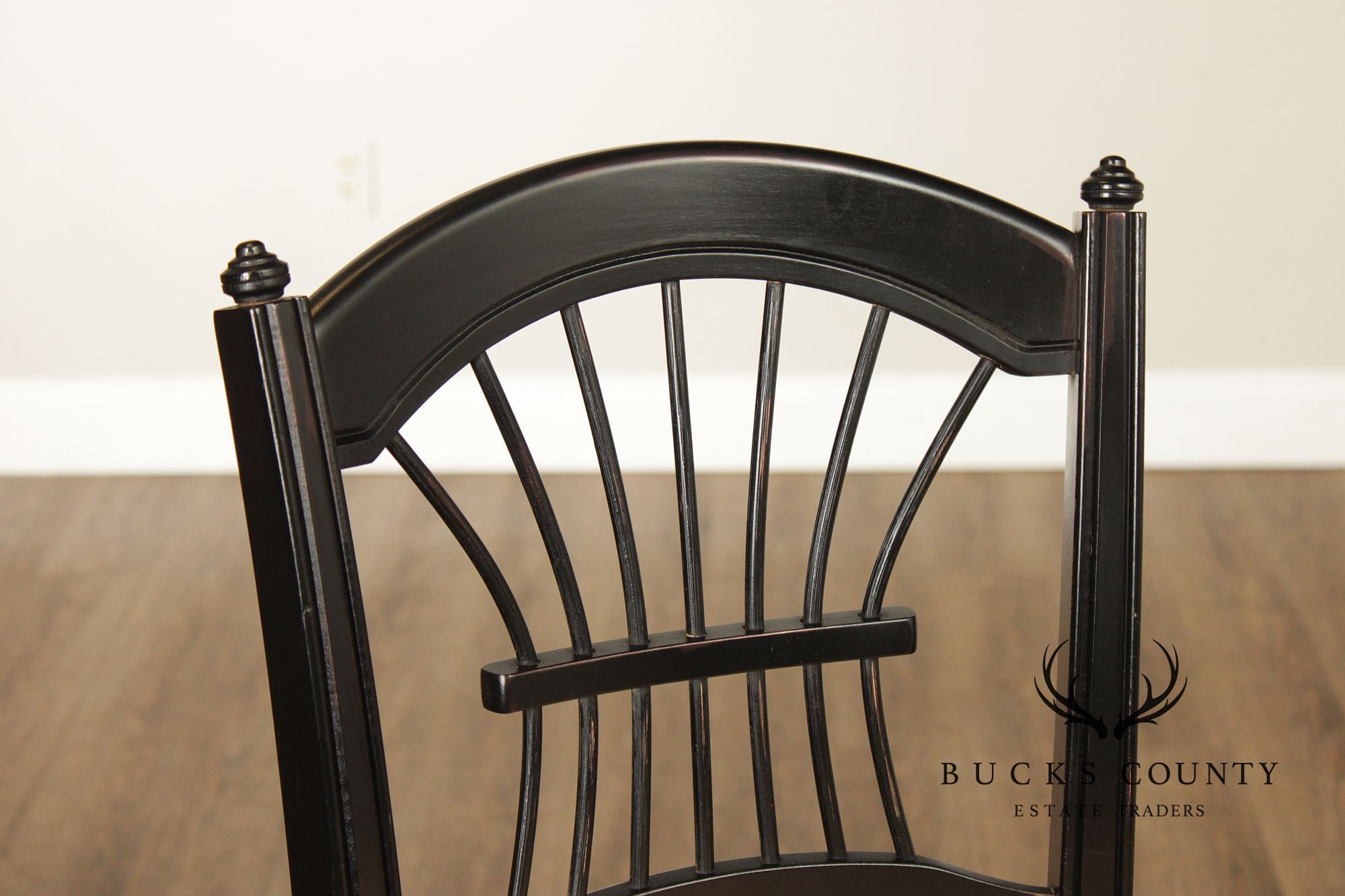 Lillian August Farmhouse Style Pair of Ebonized Counter Stools