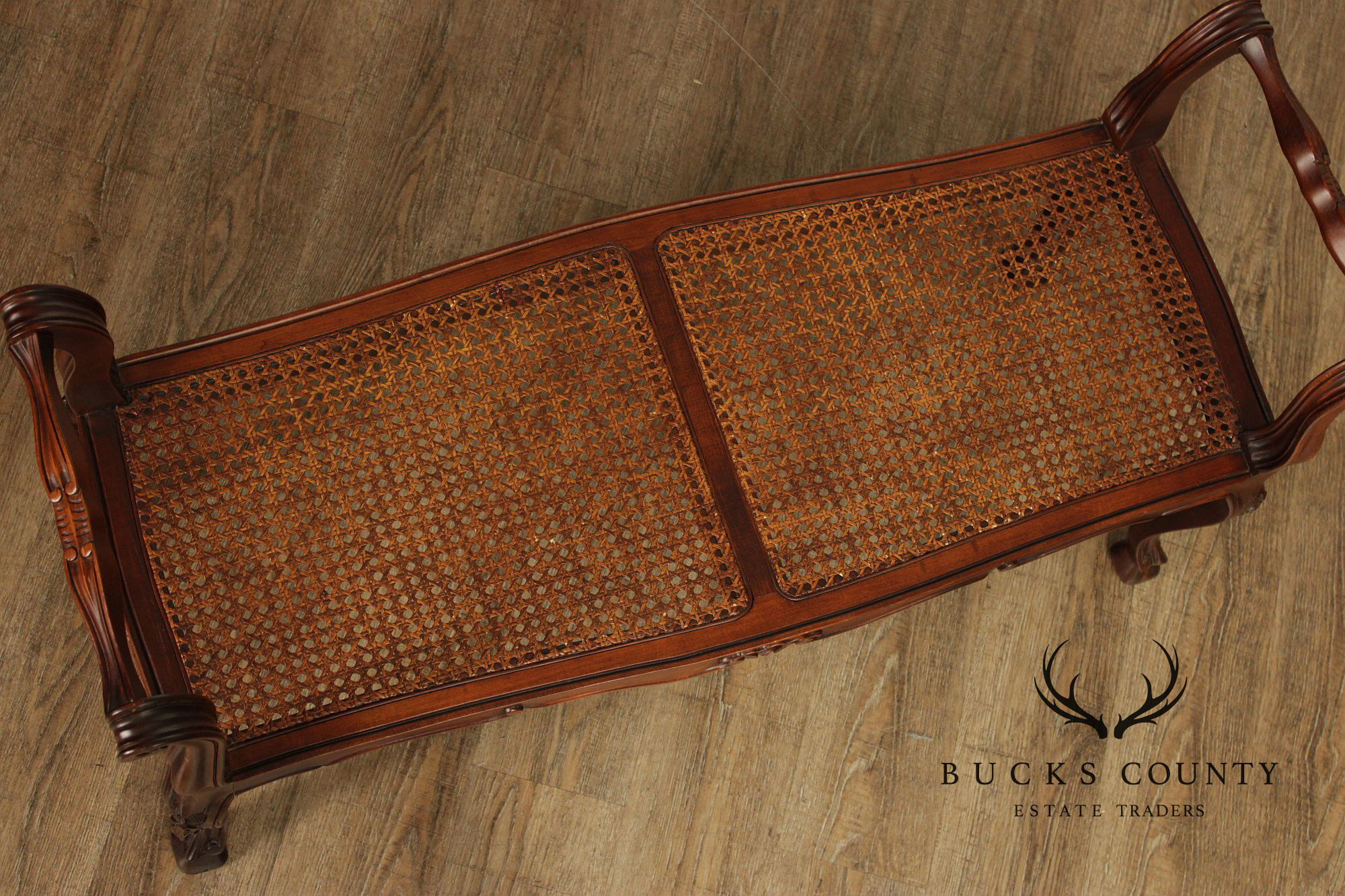 Italian Provincial Style Cane Seat Bench