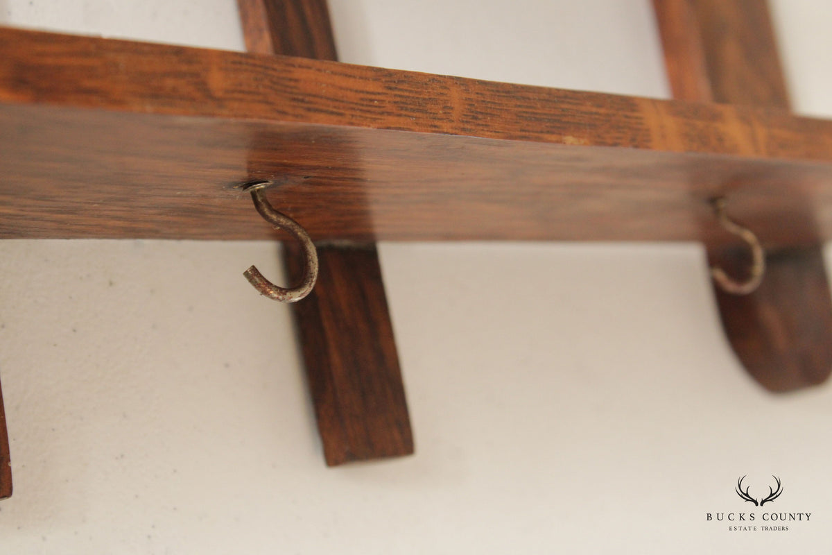 Arts And Crafts Oak Wall-Mounted Plate or Display Rack