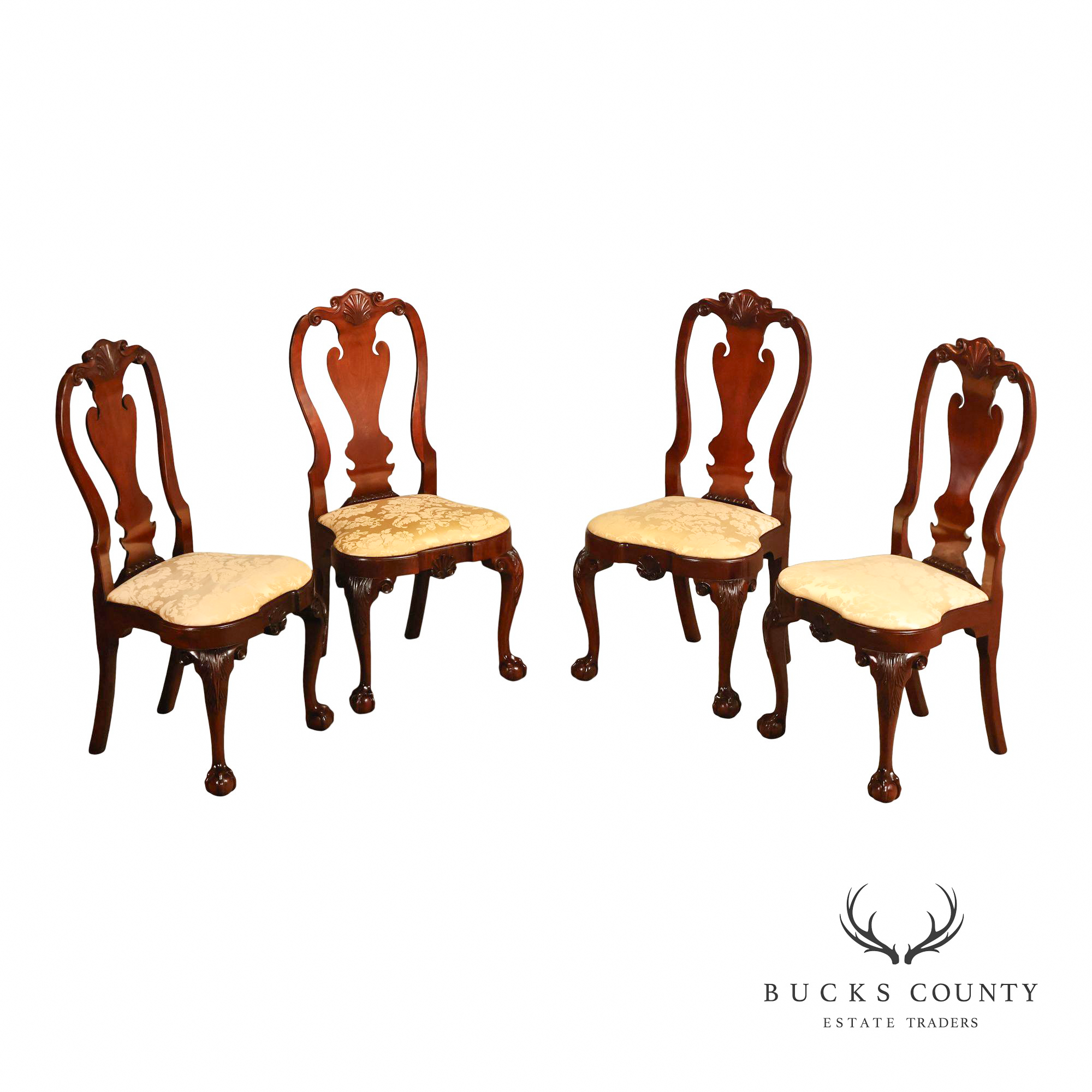 Kindel Winterthur Collection Set of Four Carved Dining Chairs