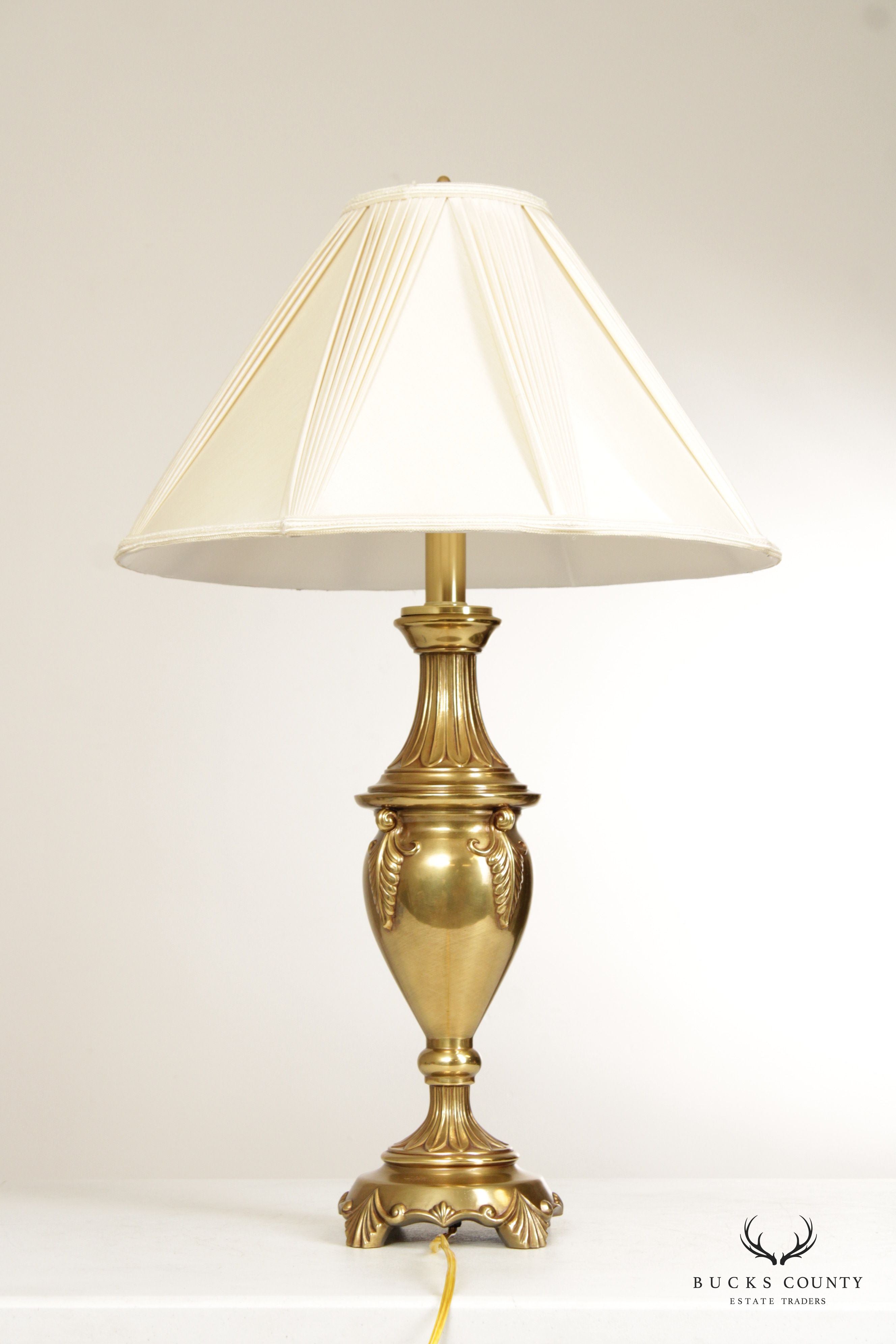 Pair of Traditional Polished Brass Urn Style Lamps