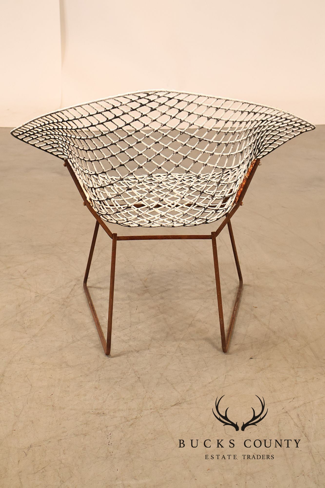 Mid Century Modern Harry Bertoia Style Diamond Wire Lounge Chair